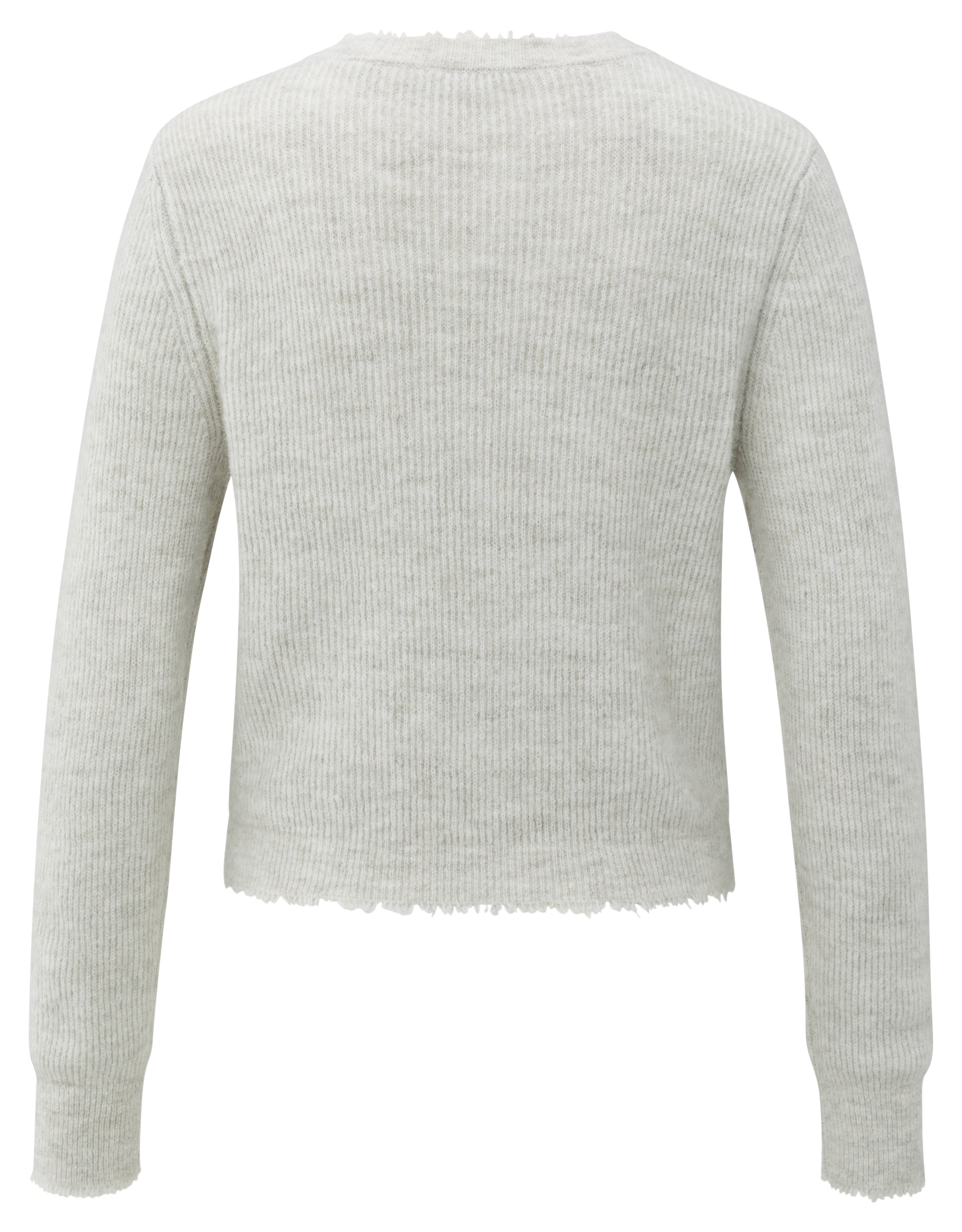 YAYA soft melange yarn cardigan with button front and scalloped trim detail