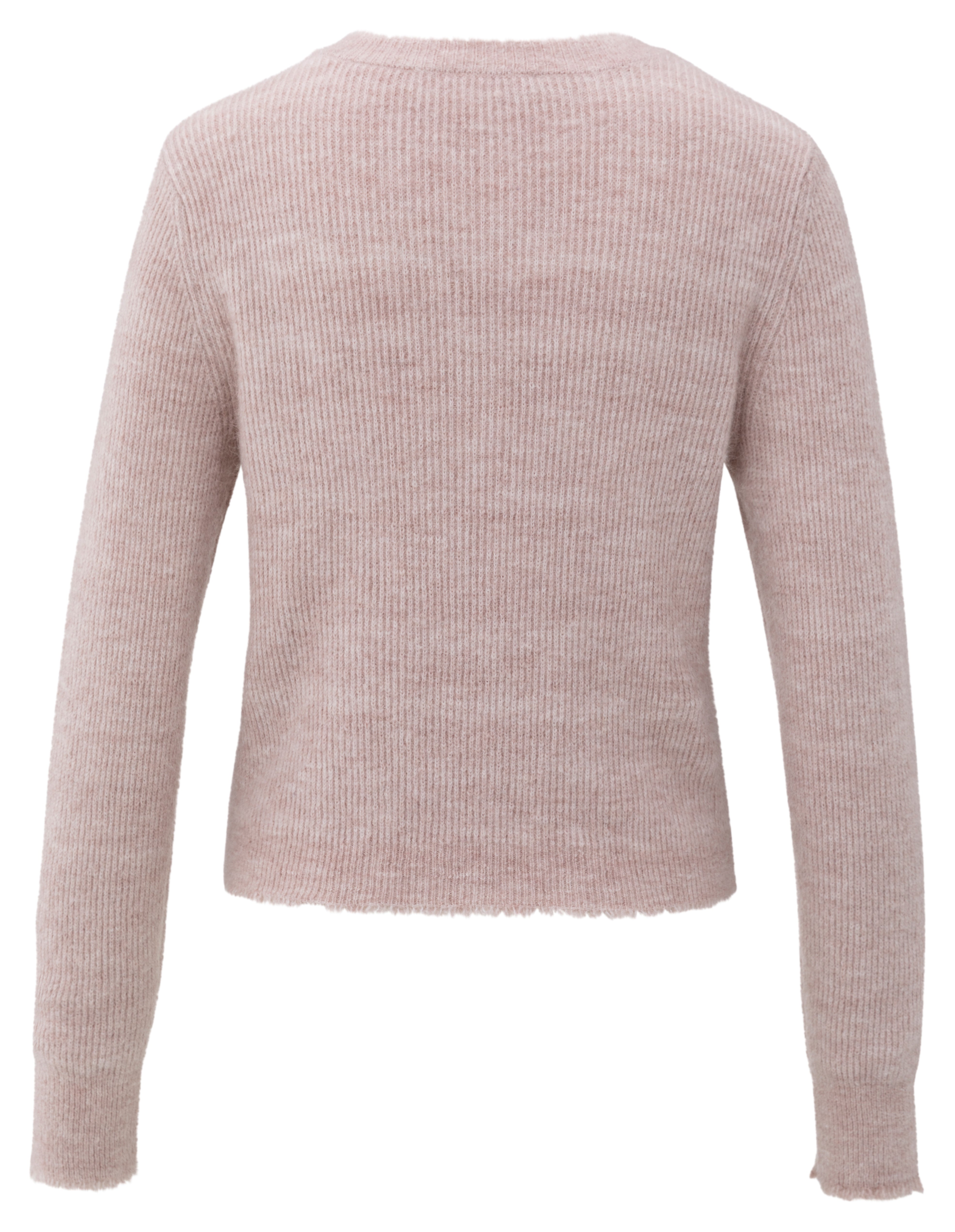 YAYA soft melange yarn cardigan with button front and scalloped trim detail