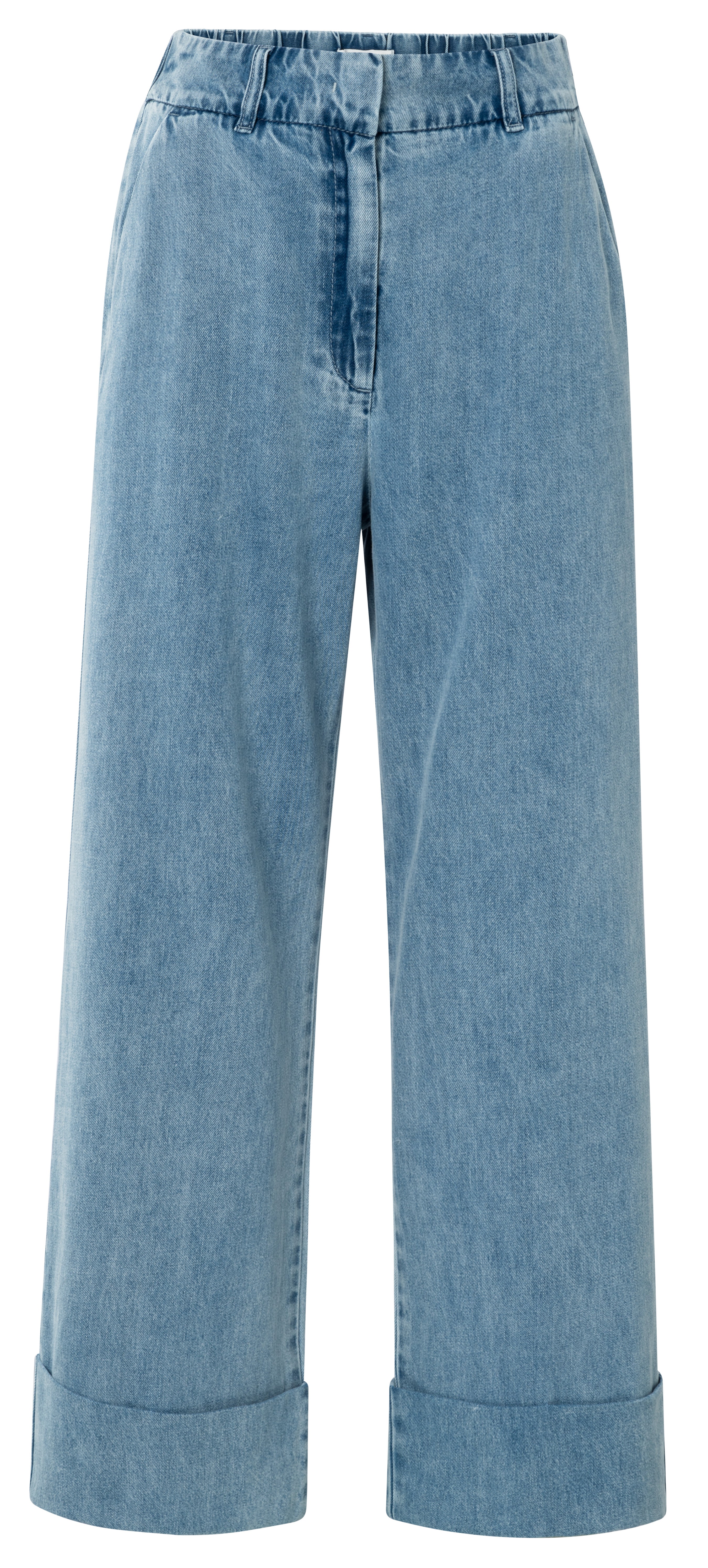 YAYA | Loose Fit Wide Denim with Tape | Dark Blue