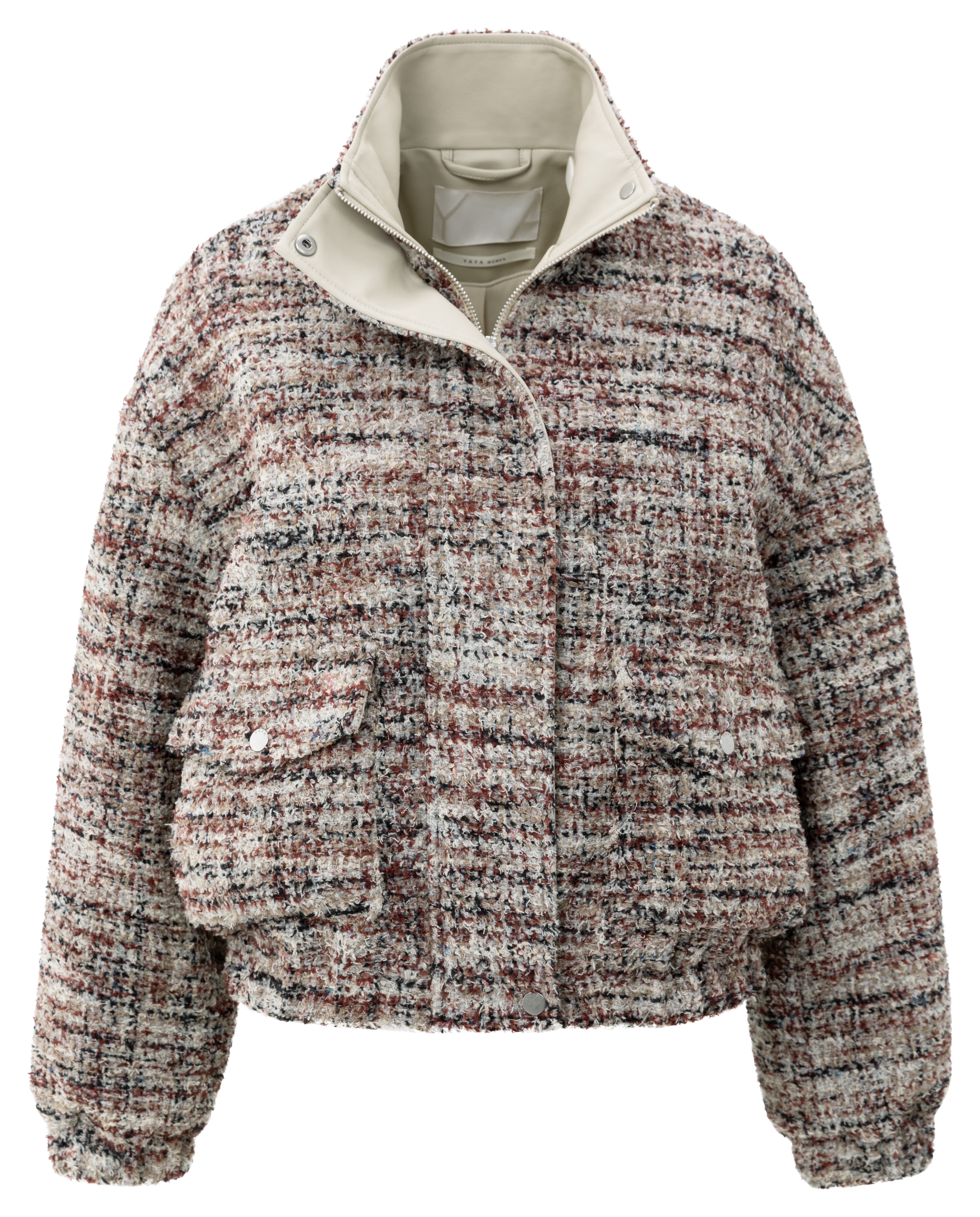 YAYA | Boucle Jacket with Fringes | Blush Pink