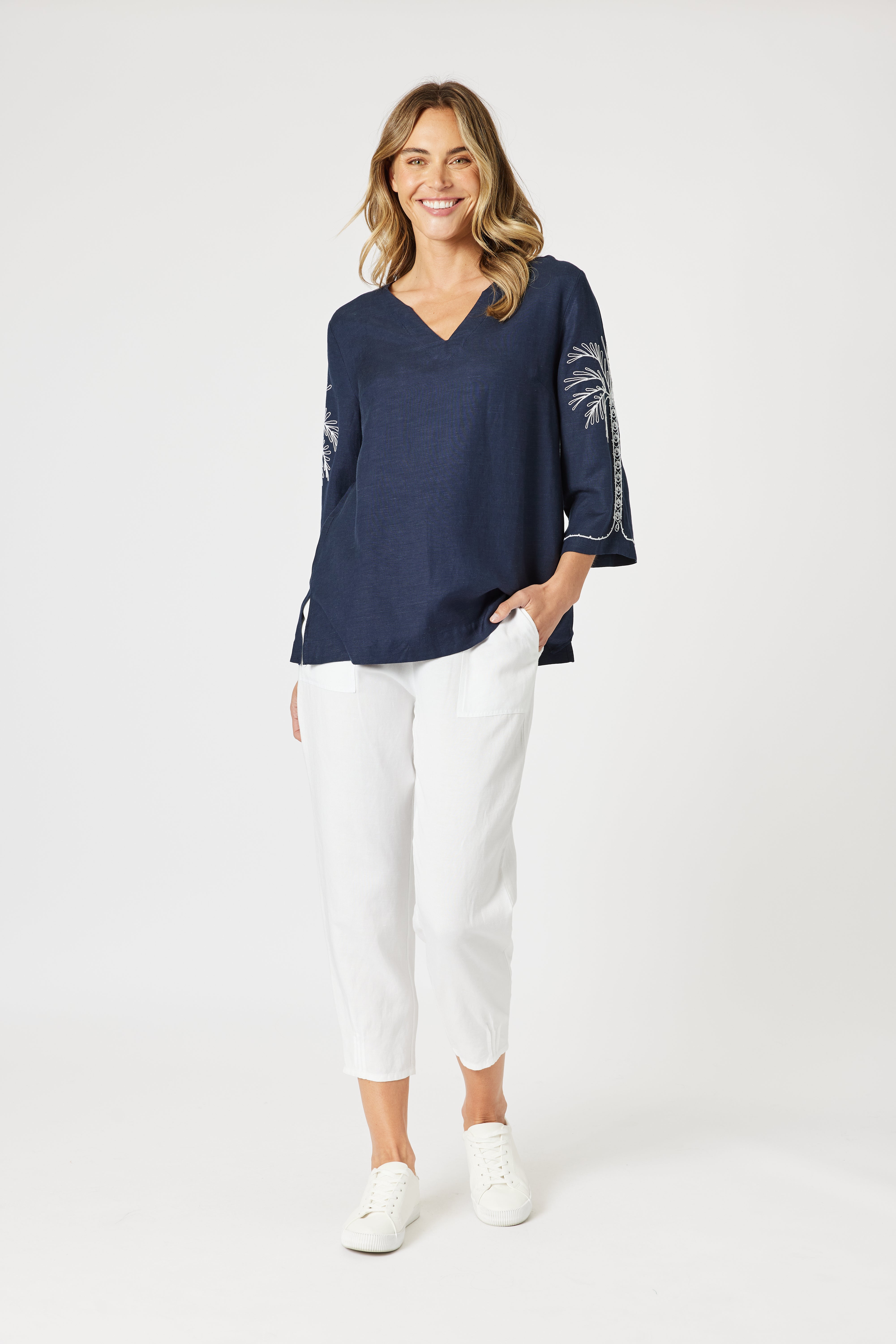 Gordon Smith | Sarah Crop Pant in White, Natural, Navy & Black