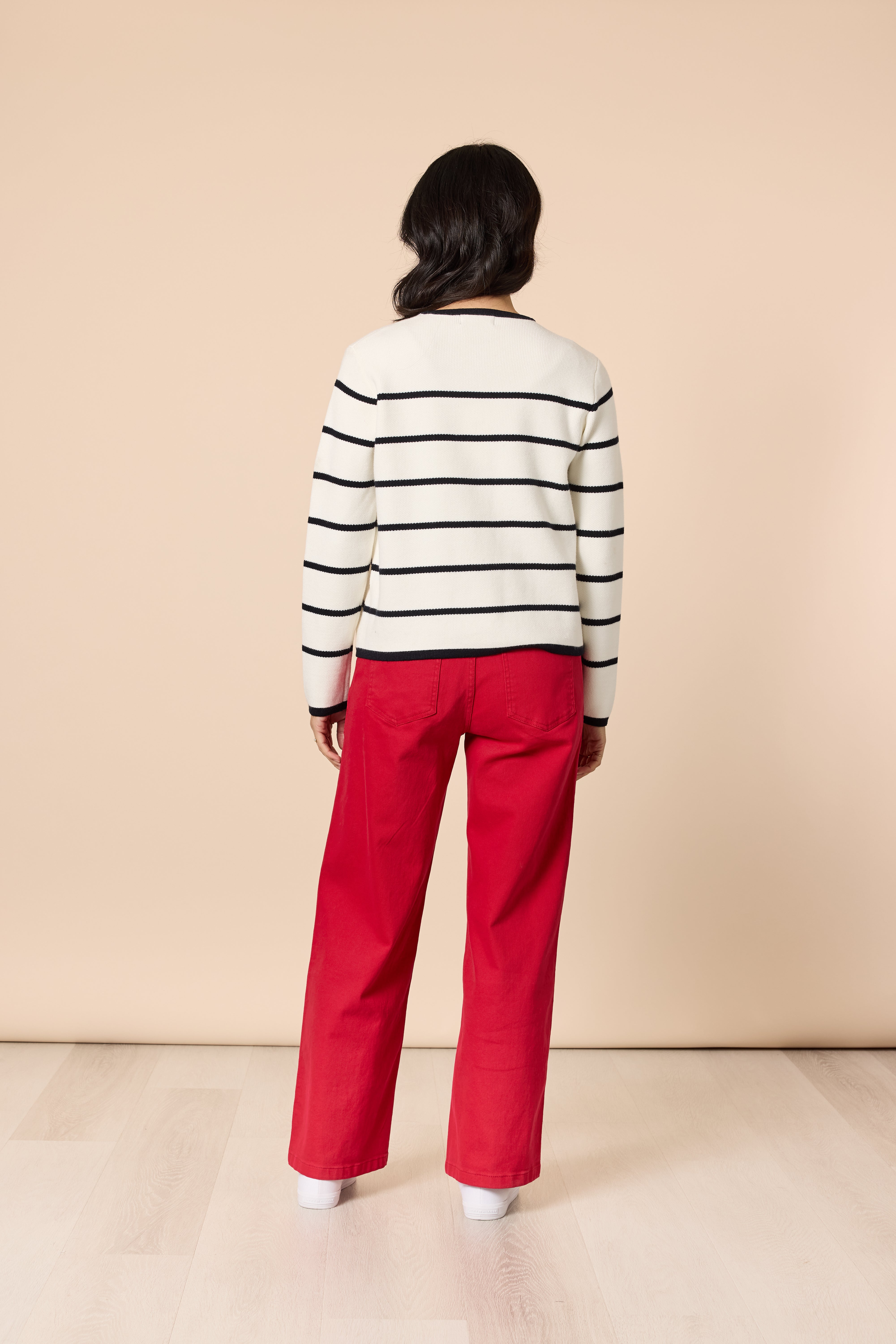 Gordon Smith | Hampton Stripe Cardigan in Ivory & Navy