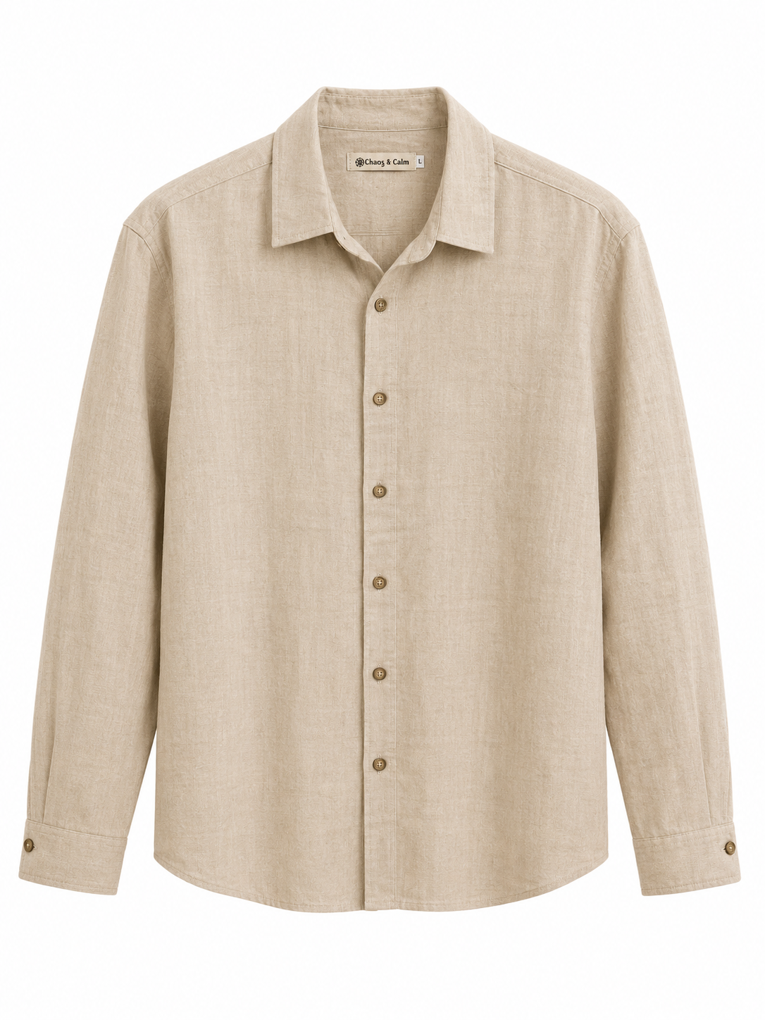 Chaos & Calm | Tencel Linen H/Bone Boxy Shirt in Sand