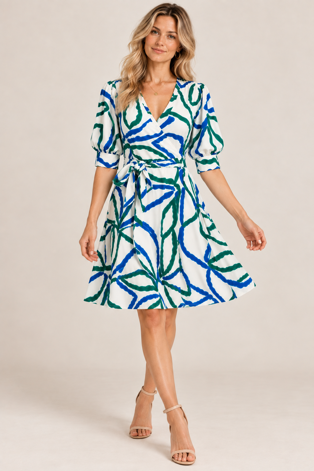 Smashed Lemon | Dress in Cobalt Blue-Green Print