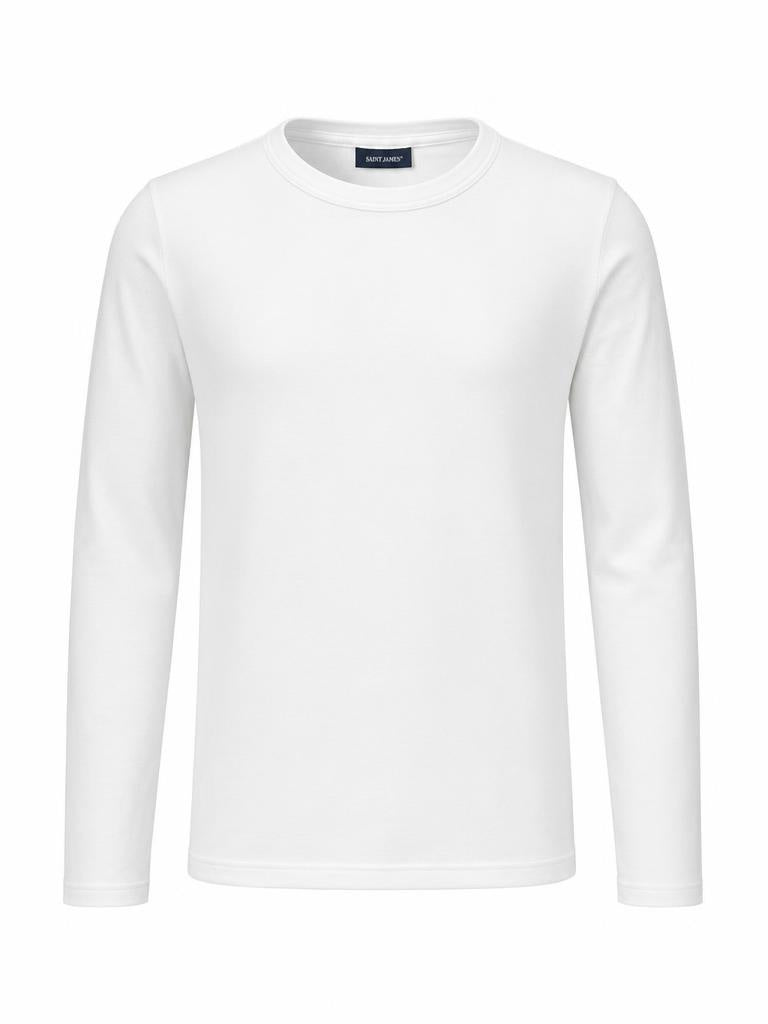 A Gordon Smith long sleeve crew neck tee in ivory, crafted from soft brushed cotton with a clean and minimal silhouette.
