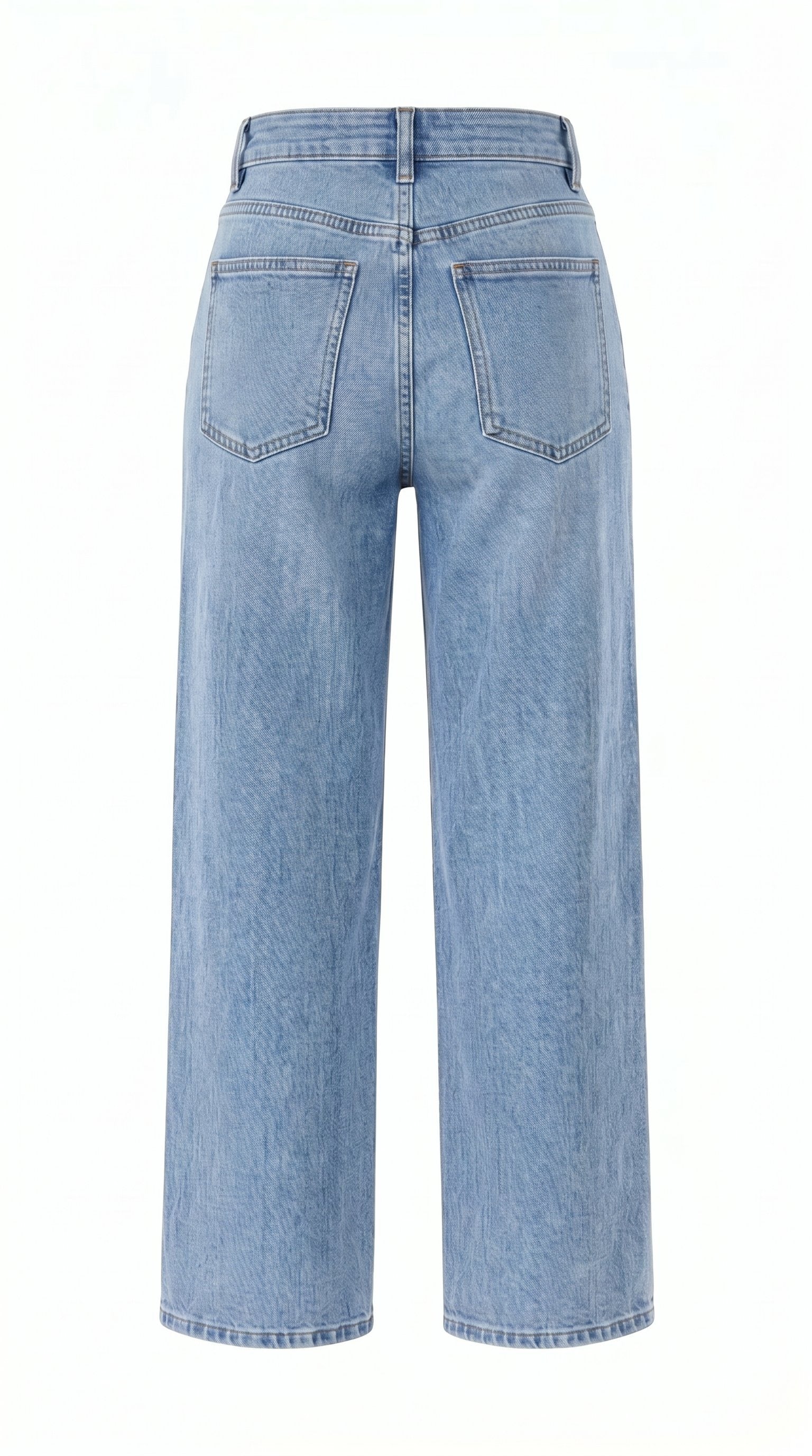 Denim wide leg jeans with high waist, patch pockets and contrast stitching by Gordon Smith