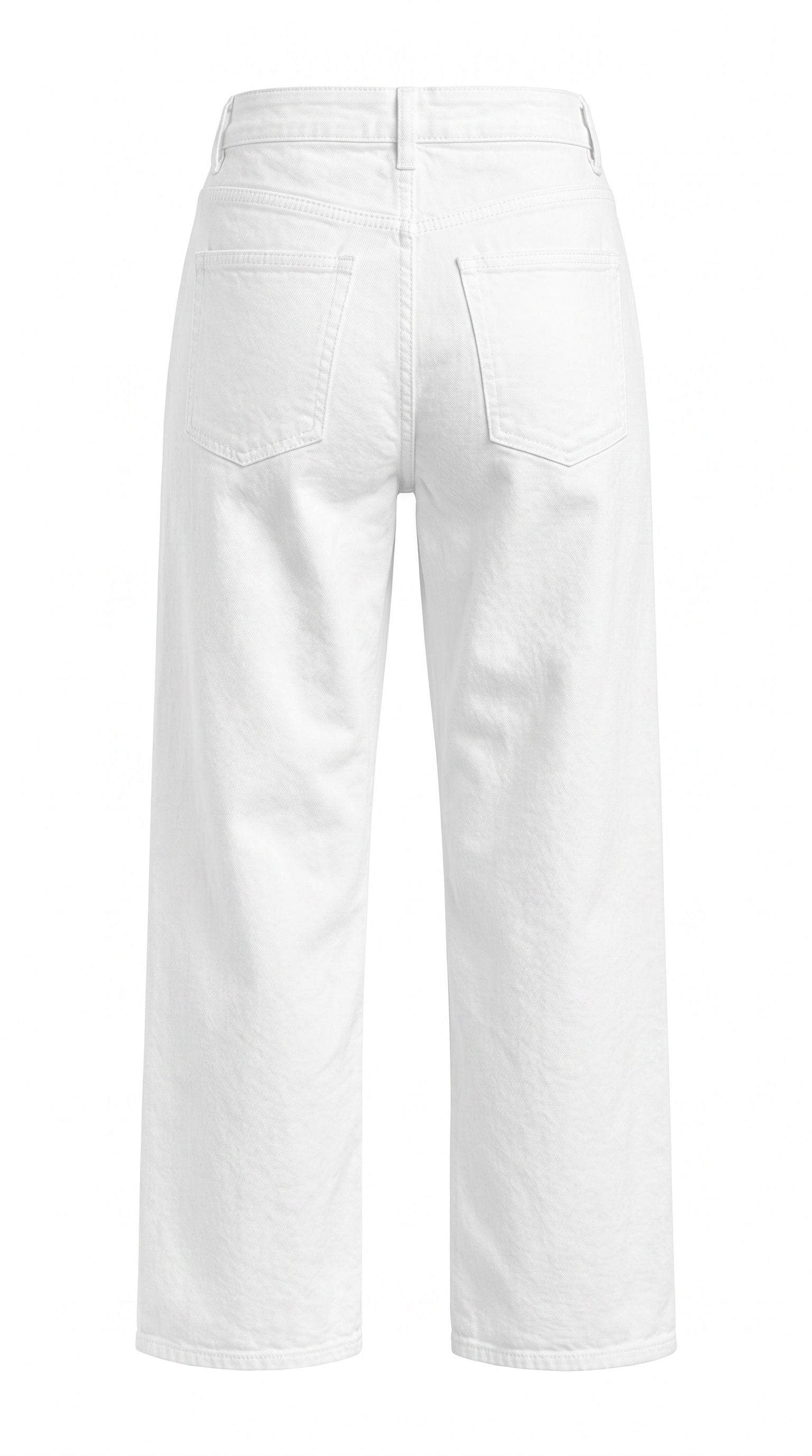 Ivory wide leg jeans with high waist, patch pockets and contrast stitching by Gordon Smith