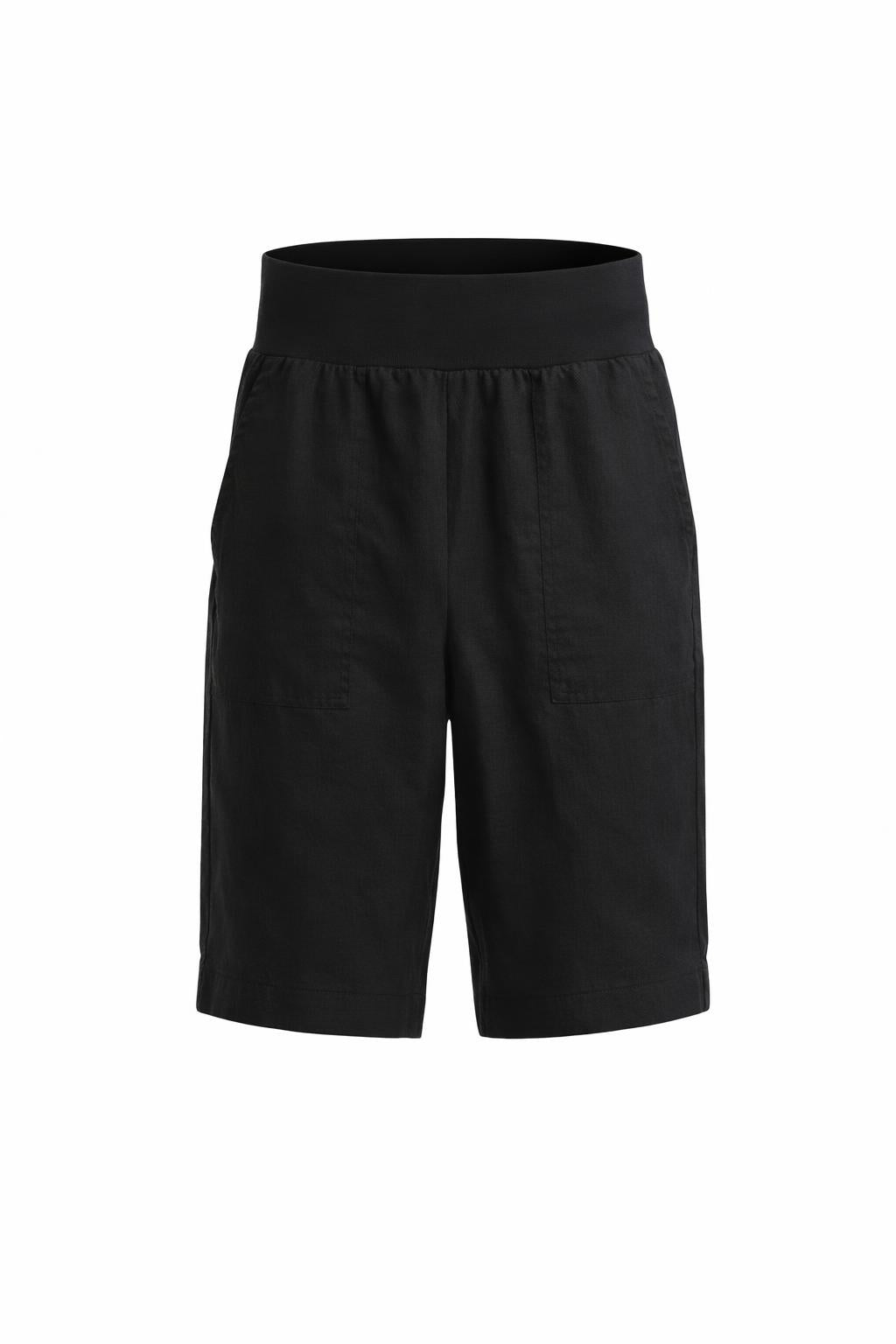 Jersey Waist Linen Short Black