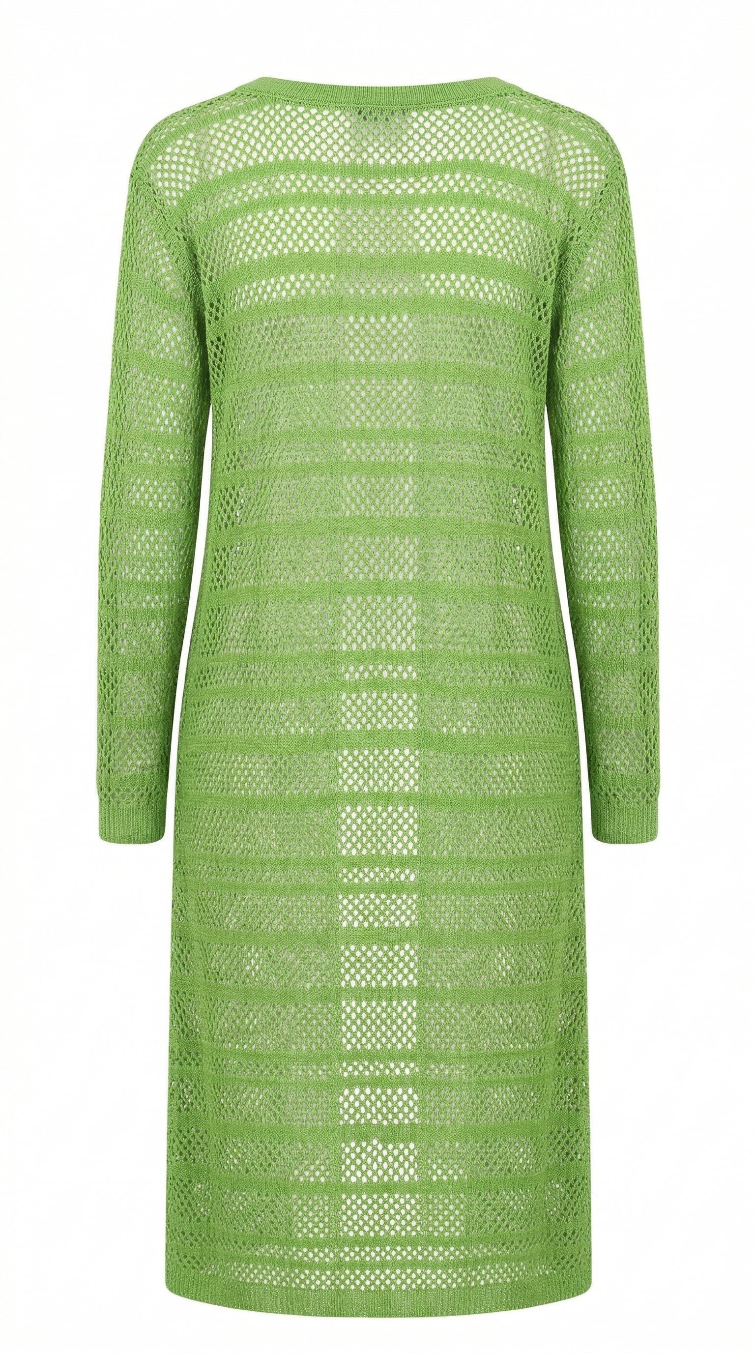 Smashed Lemon light green open knit longline cardigan with long sleeves back