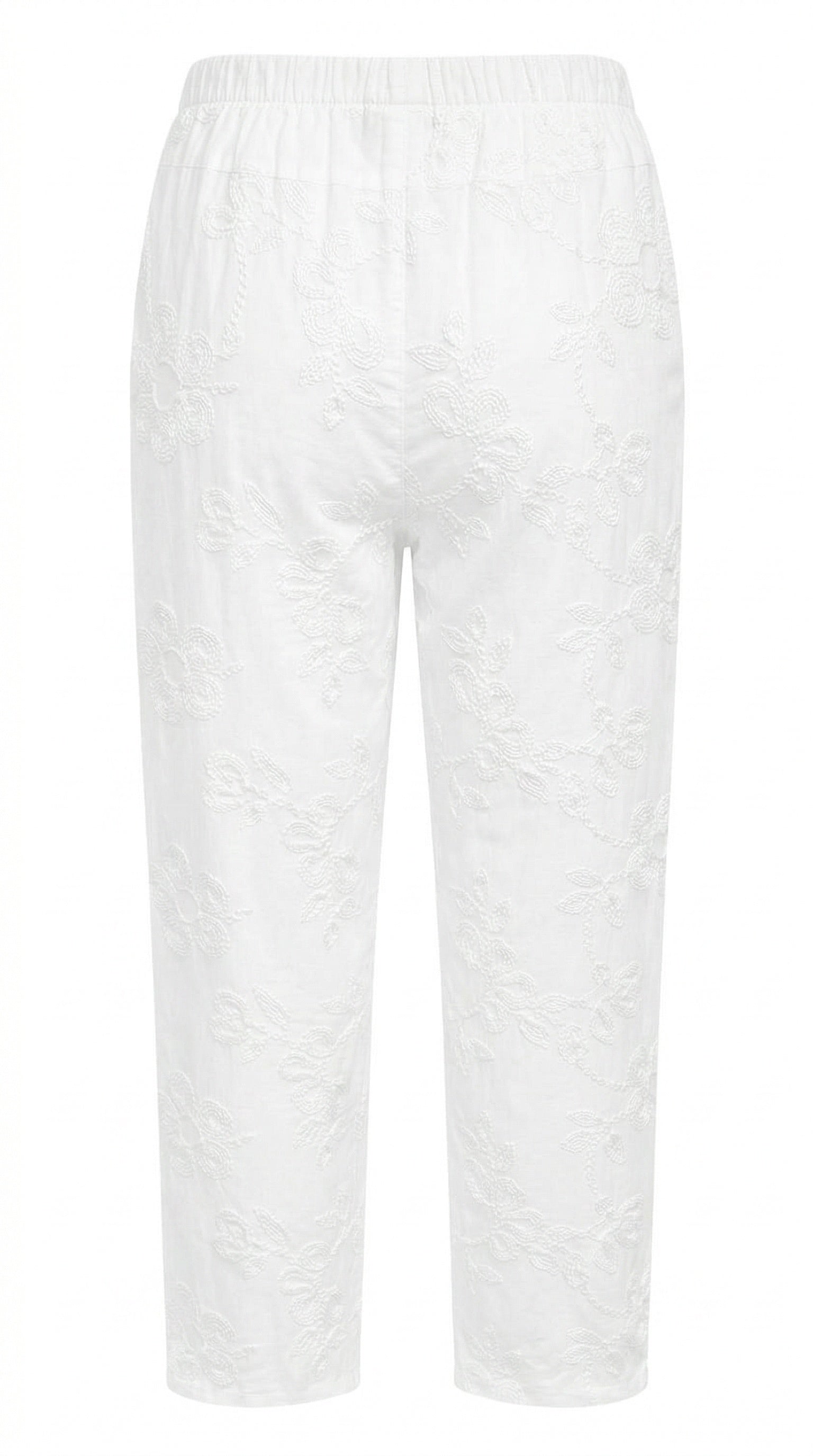 White Embroidered Pants Back