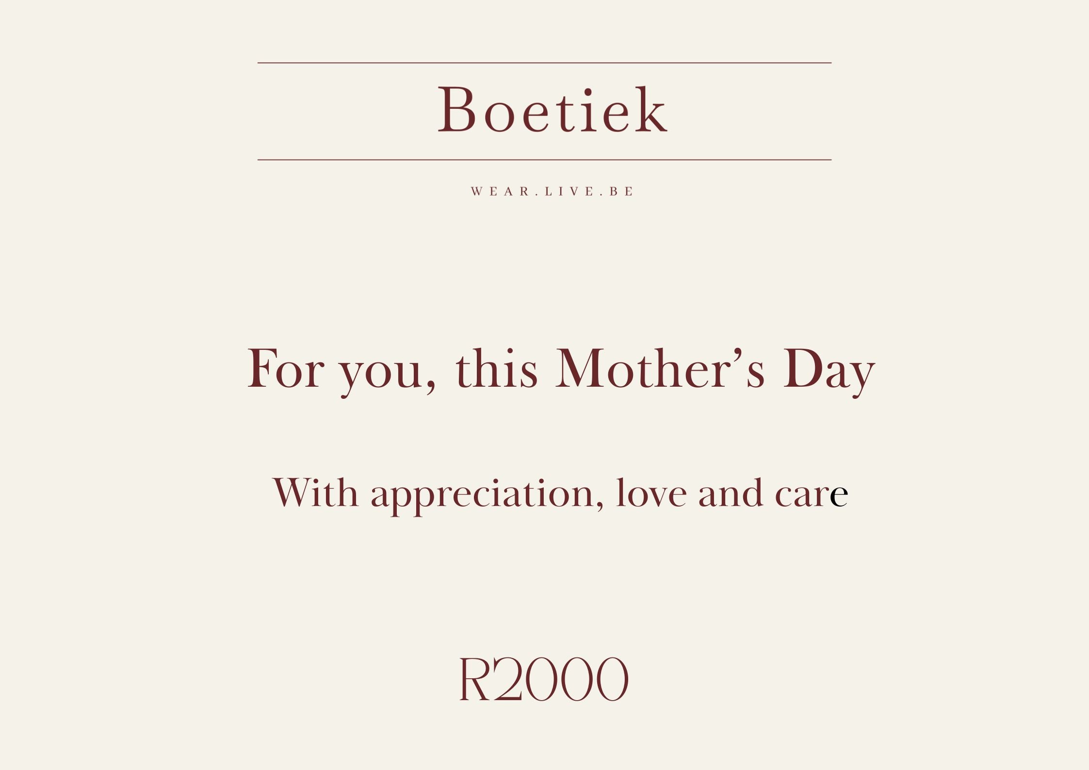 Boetiek | Mother’s Day Gift Voucher with Flower Delivery
