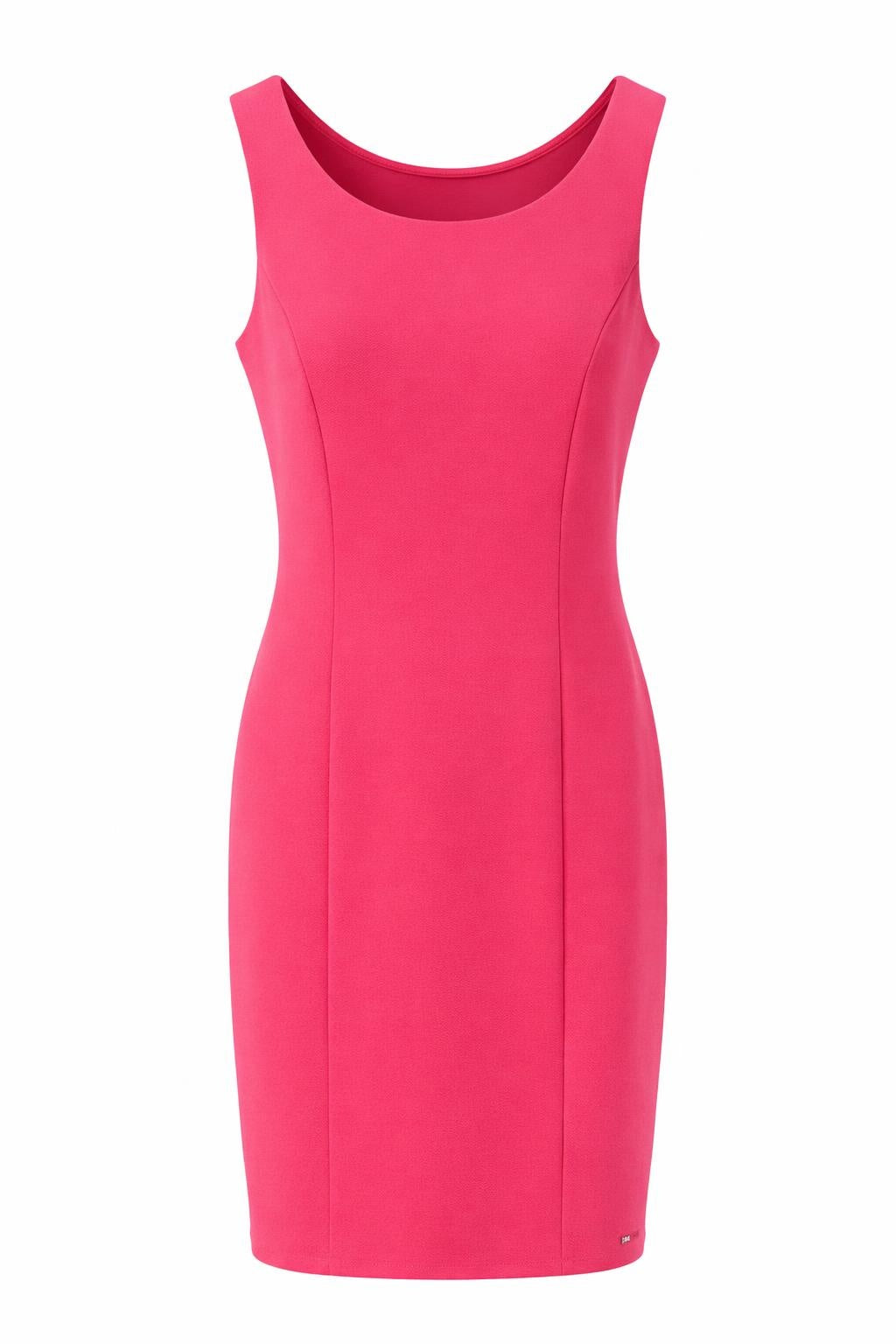Smashed Lemon pink sleeveless fitted knee-length dress with round neckline