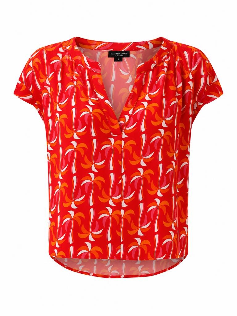 Smashed Lemon red multicolour retro print cap sleeve top