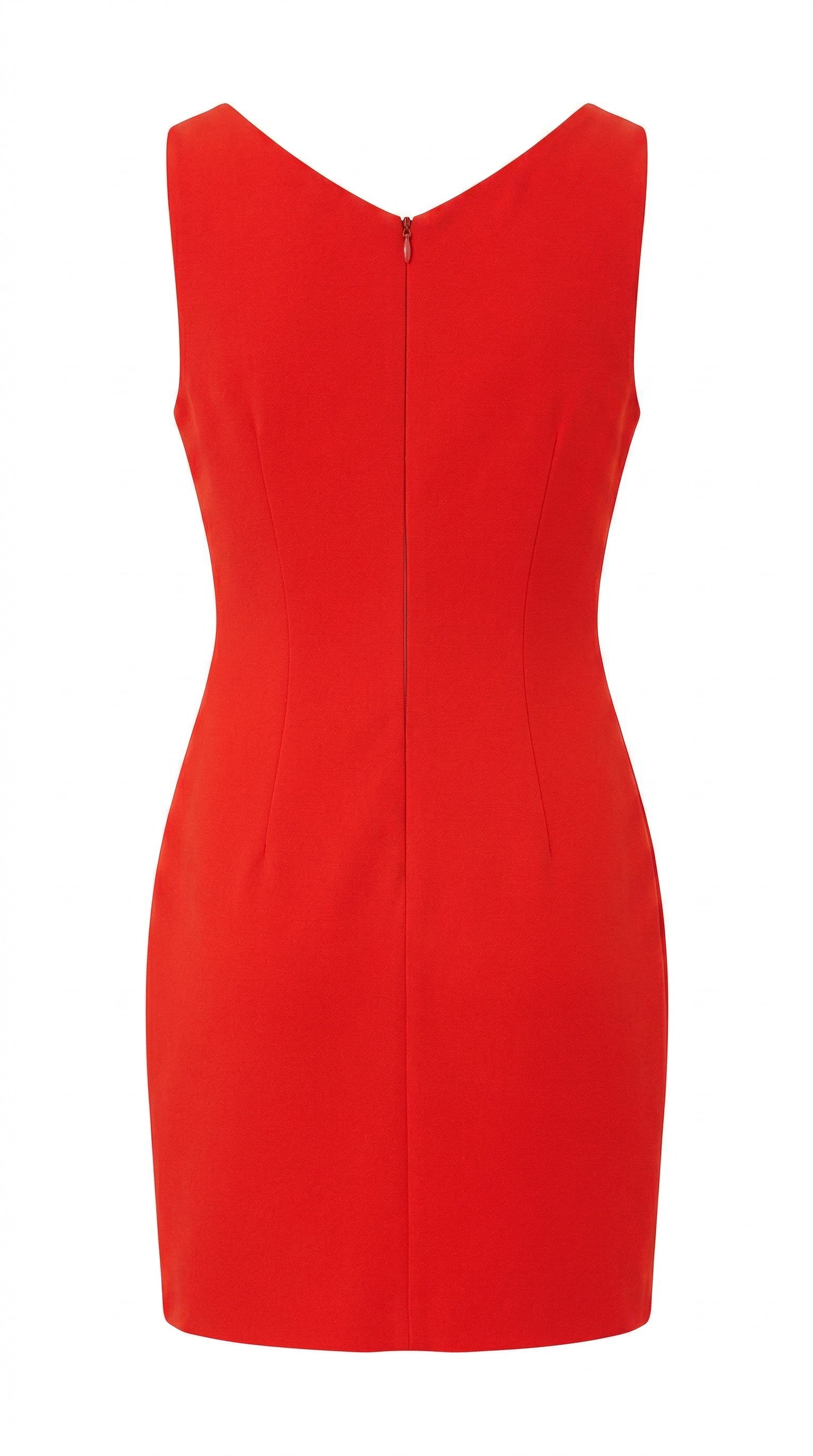 Red Sleeveless Fitted Dress