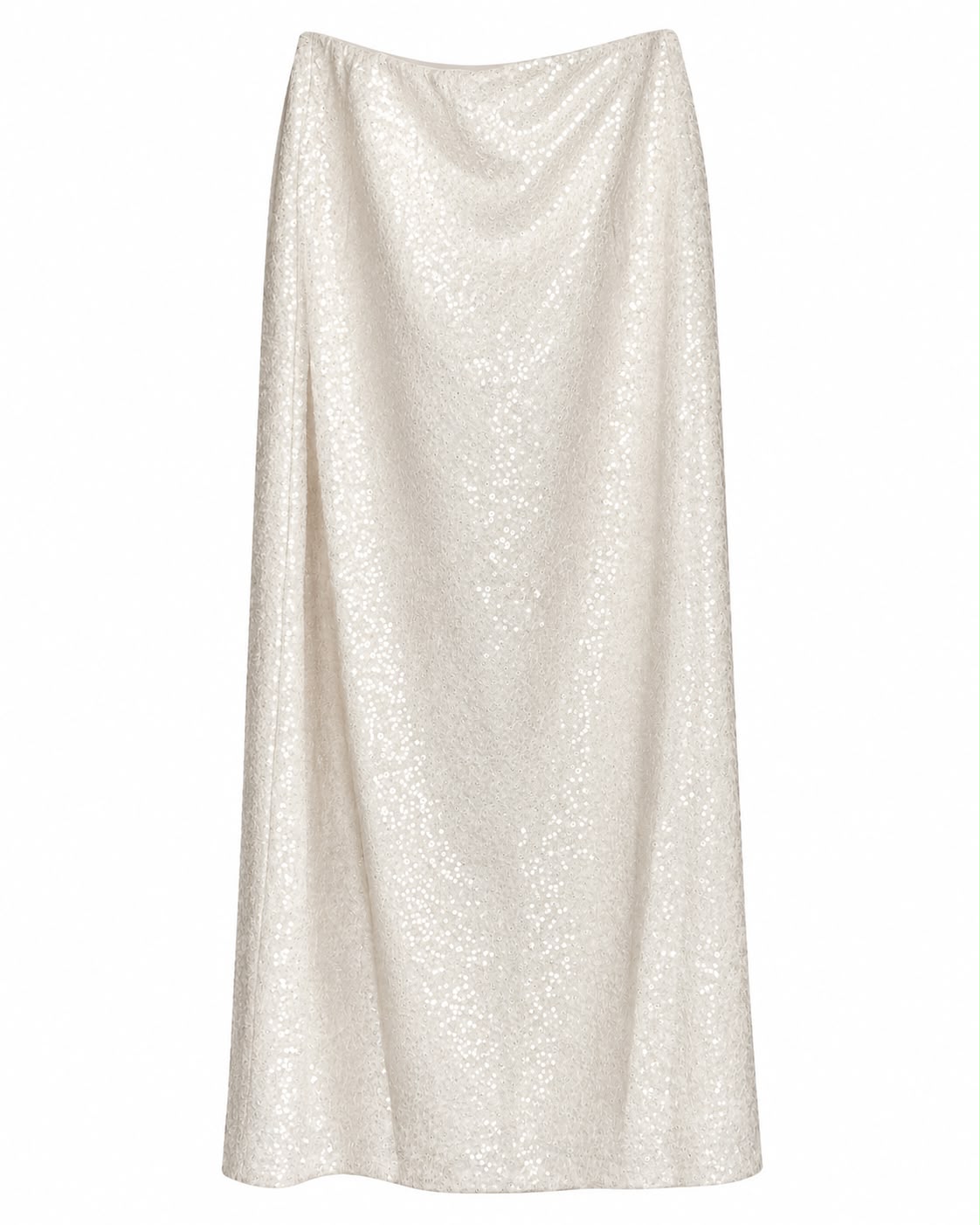 Smashed Lemon sequin maxi skirt in sand, flat front view