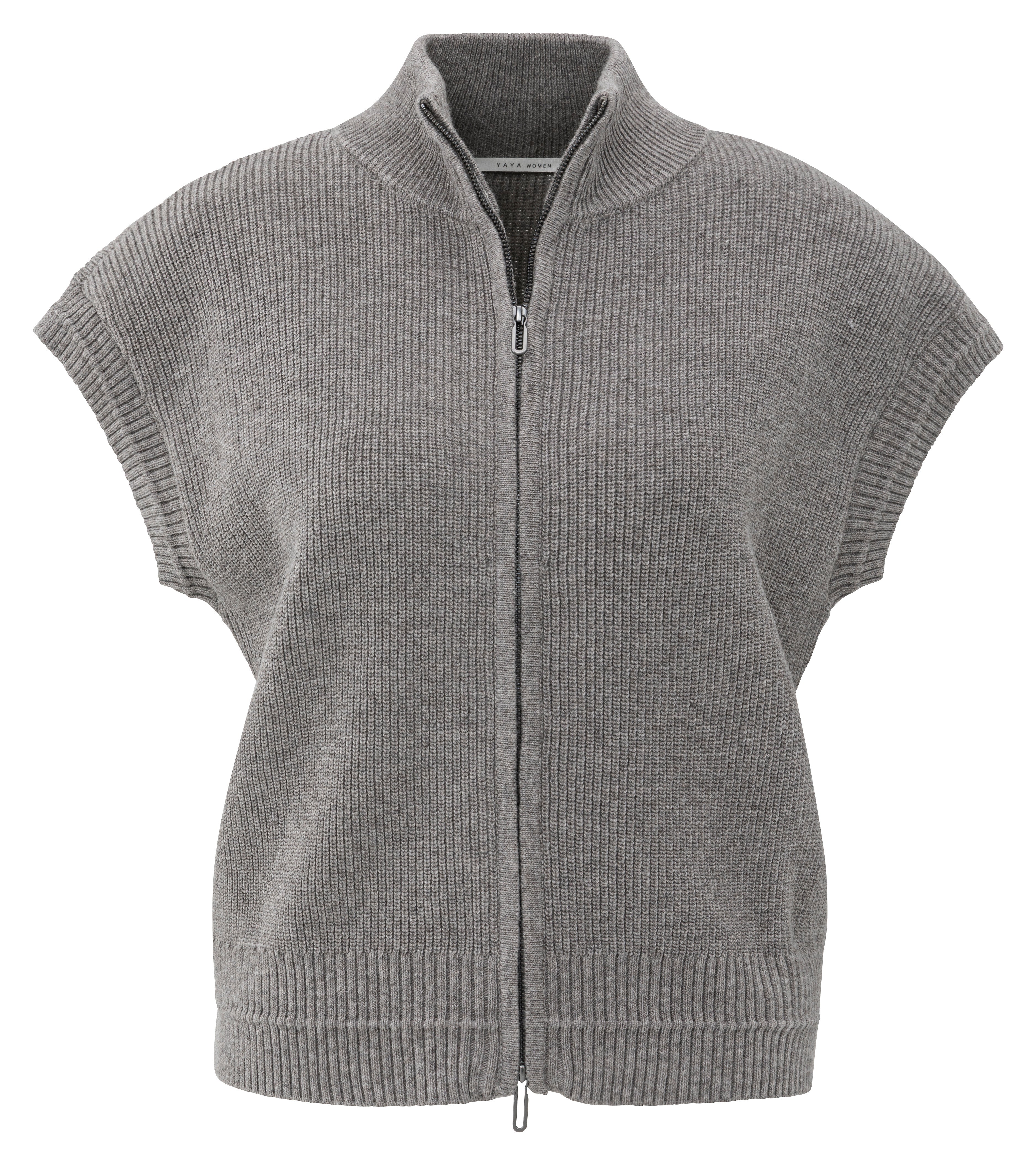 Sleeveless Zip Cardigan Taupe Grey