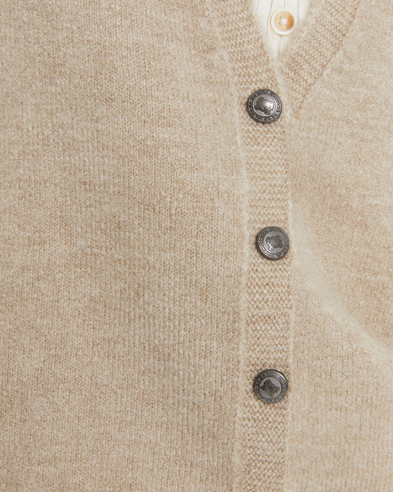 ANDAM beige knit vest with V-neck and button front in soft knit fabric