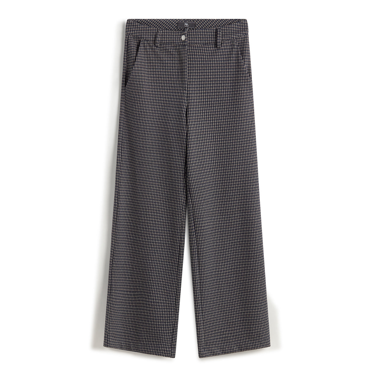 Andam navy blue check tailored trousers front view