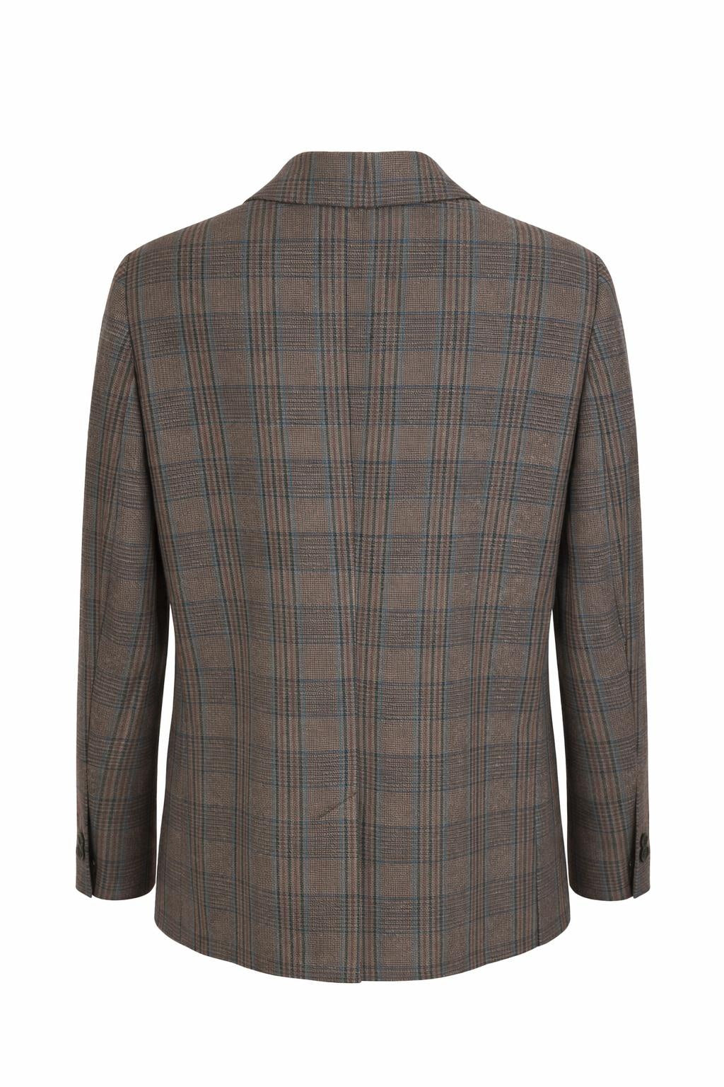 Andam tailored blazer in brown check back view