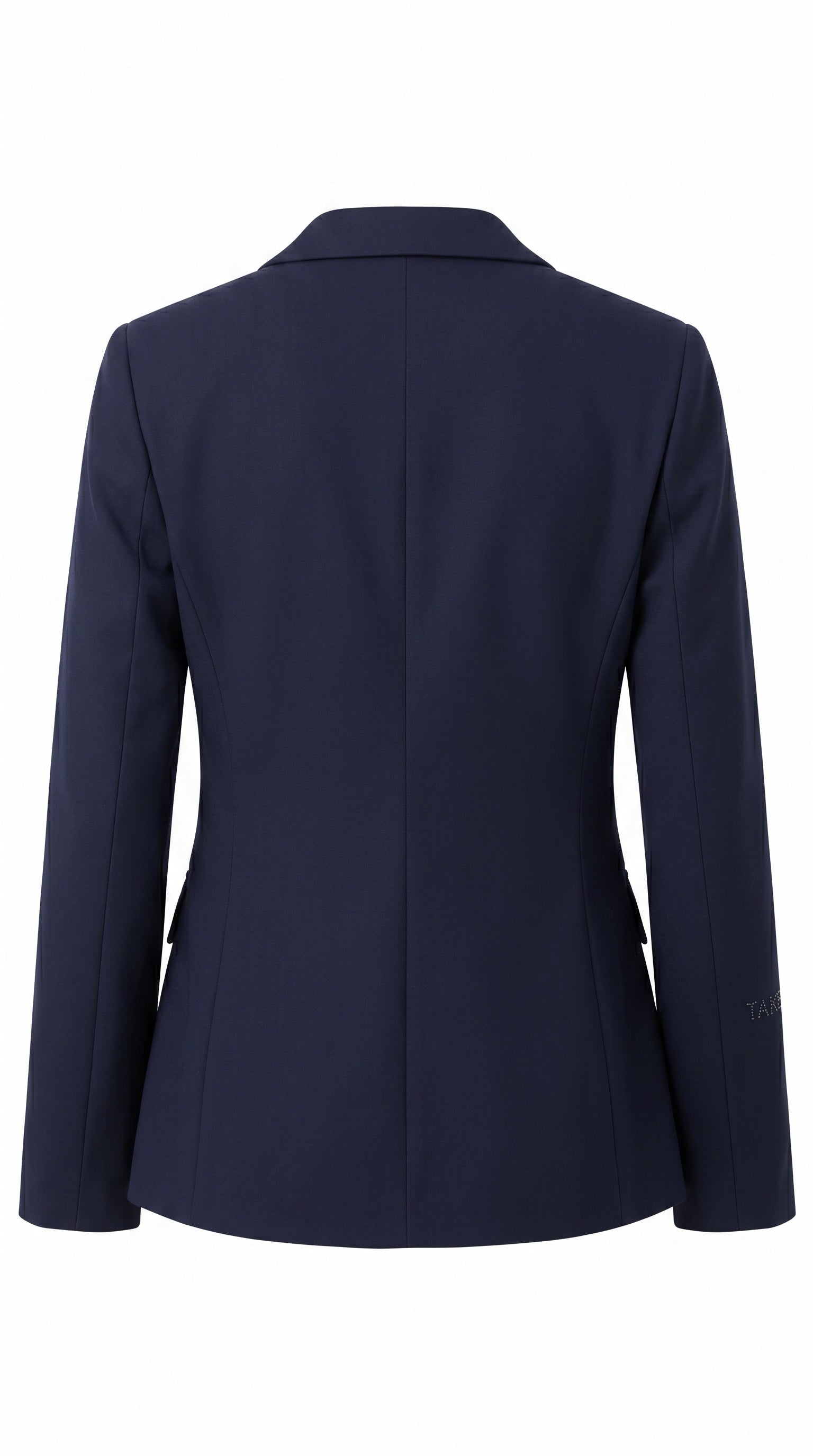 ANDAM navy blue tailored blazer with single button closure and structured fit