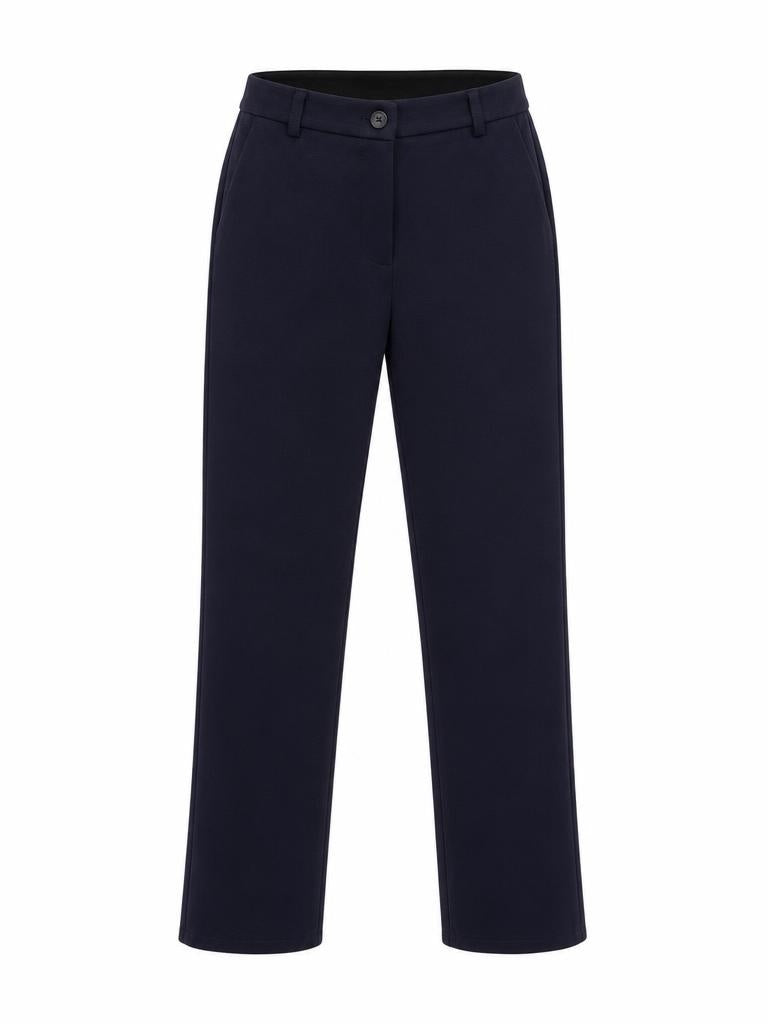 ANDAM navy blue tailored high waist pants with straight-leg silhouette