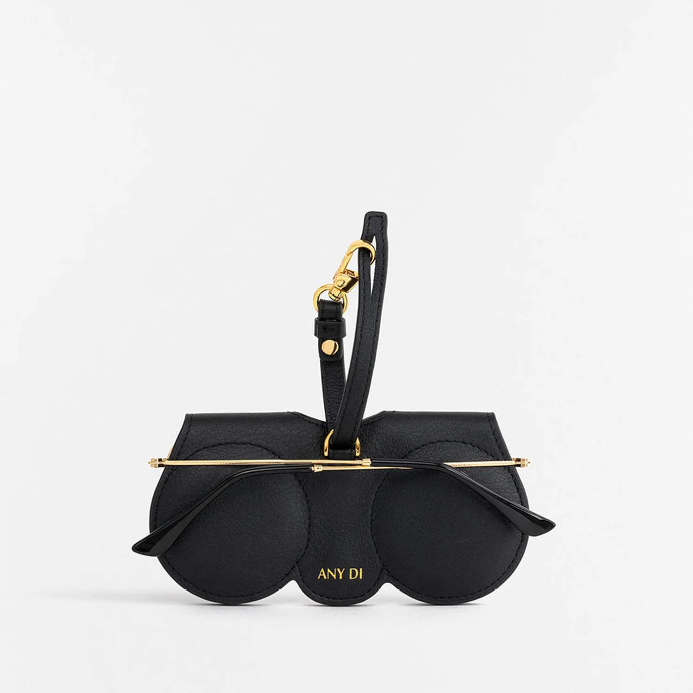 ANY DI black SunCover sunglasses case with gold-tone hardware
