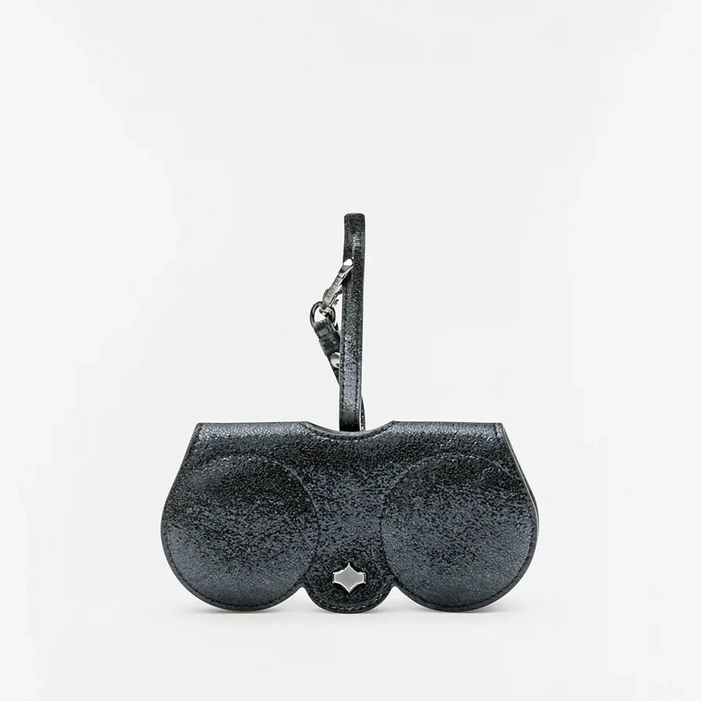 ANY DI black metallic SunCover sunglasses case with silver-tone hardware