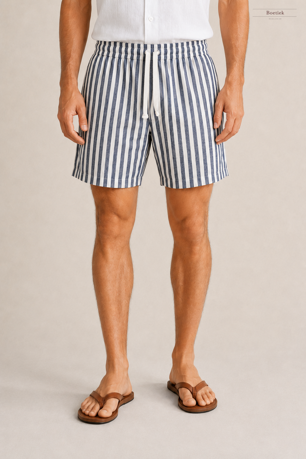 Chaos & Calm | Linen Cotton Shorts in Cabana Stripe