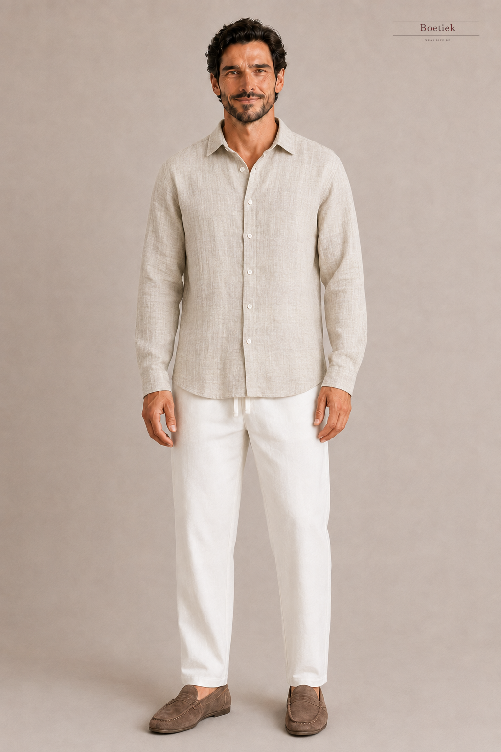 Chaos & Calm | Linen Regular Shirt in Oat