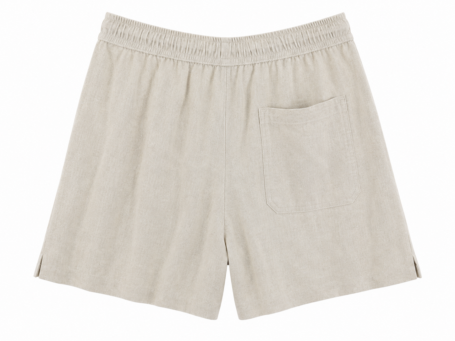 Chaos & Calm Linen Viscose Oat Shorts back view in a natural oat tone