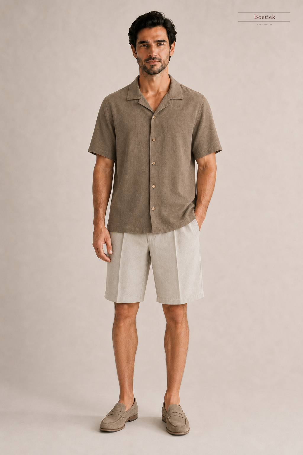 Chaos & Calm | Linen Viscose Shirt in Taupe