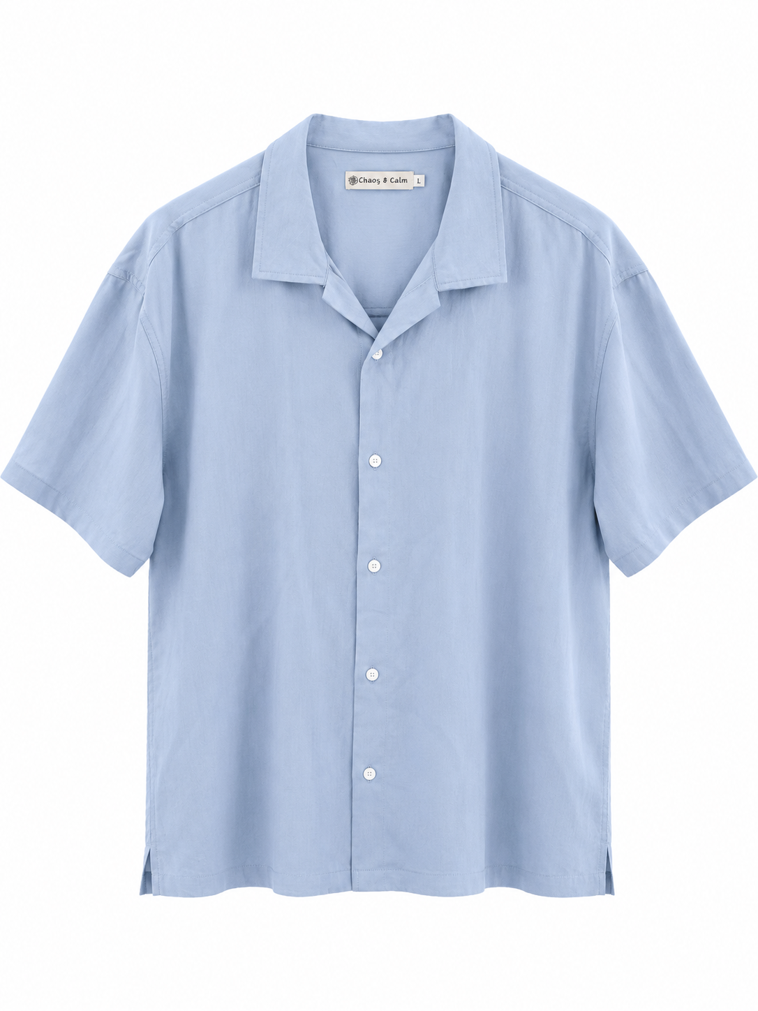 Chaos & Calm Tencel Chambray Shirt front view in blue