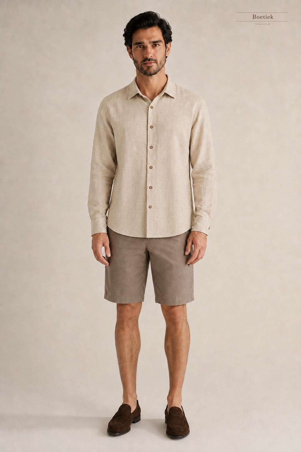 Chaos & Calm | Linen Twill Bermuda Shorts in Clay