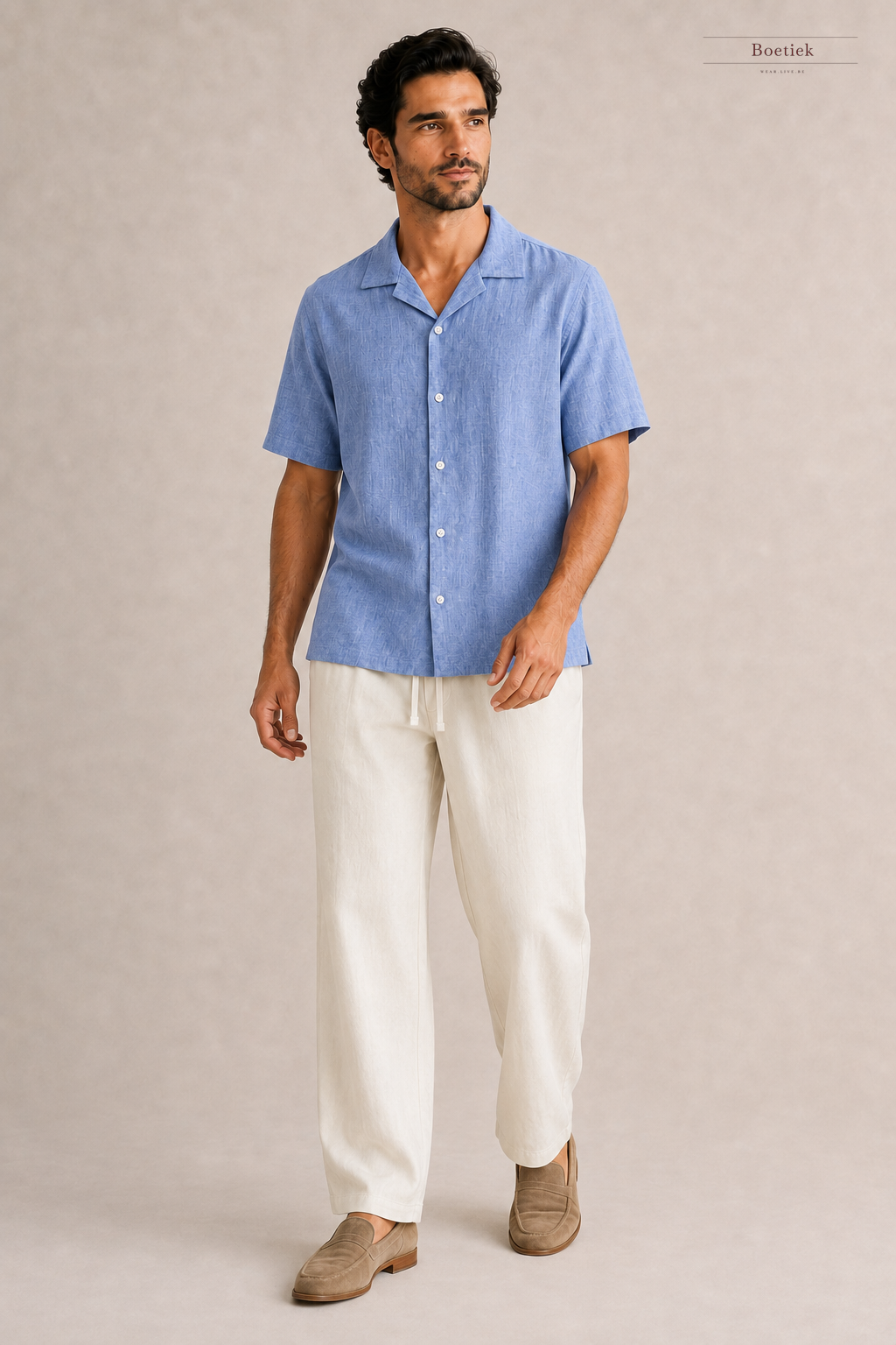 Chaos & Calm | Linen Viscose Pull-On Trousers in Off-White