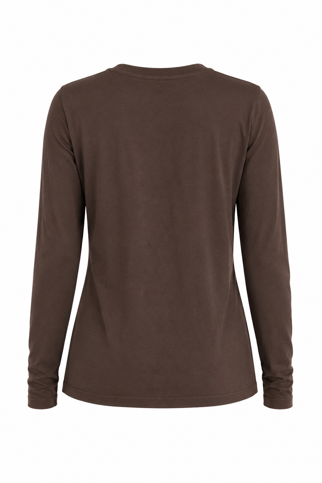 Back view of the Gordon Smith Brushed Cotton Crew Neck Tee in Chocolate Brown featuring a clean long sleeve design.