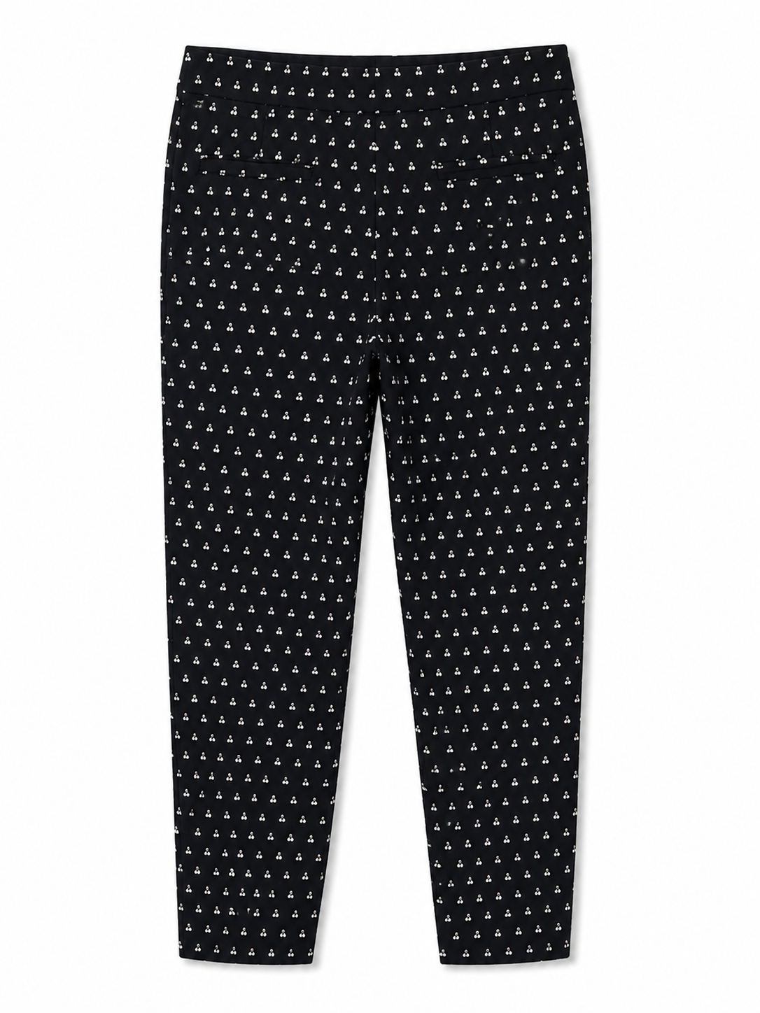 Gordon Smith Cherry Print Pant in navy with all-over white cherry print and slim tapered leg design