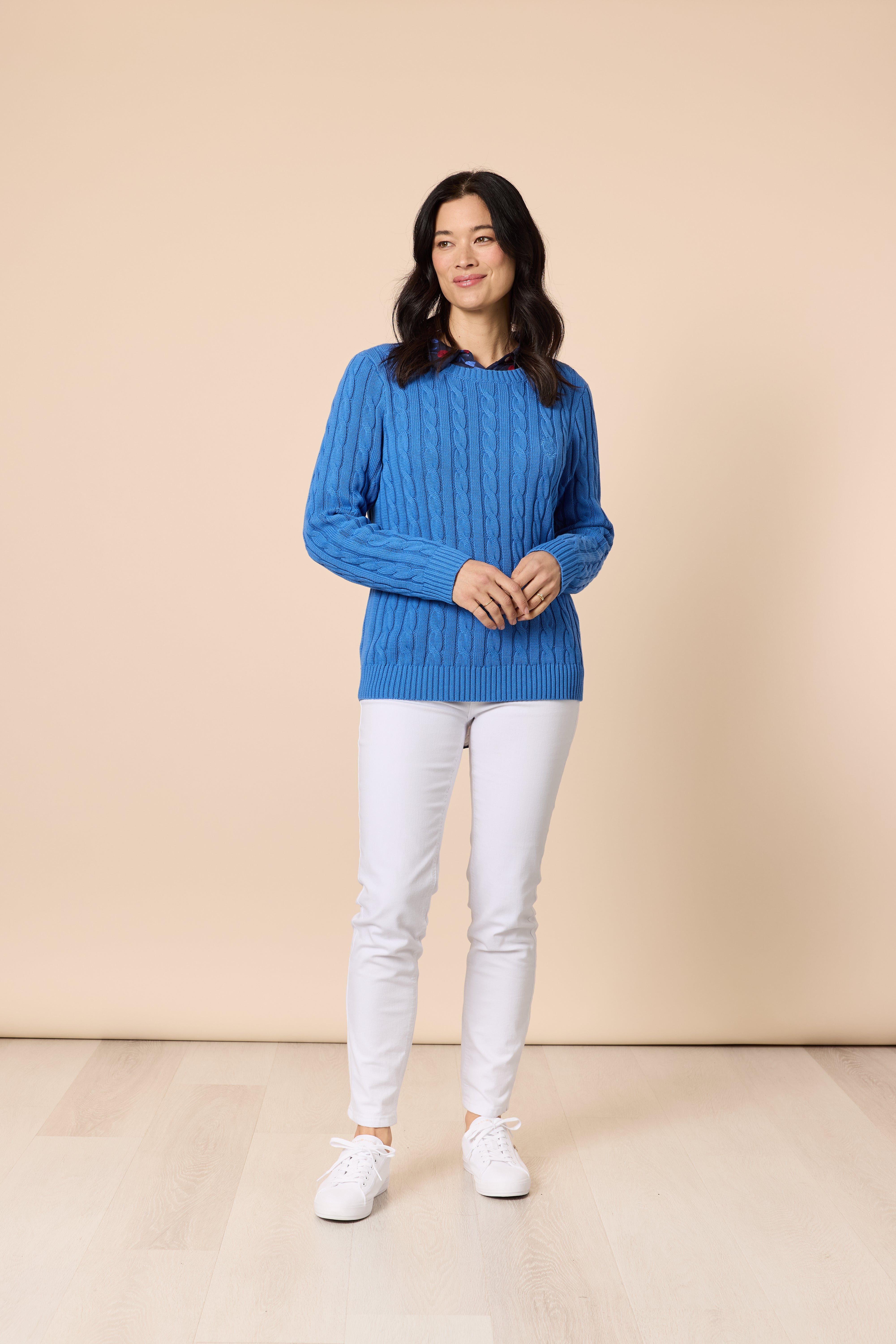Gordon Smith cobalt cable knit jersey front view