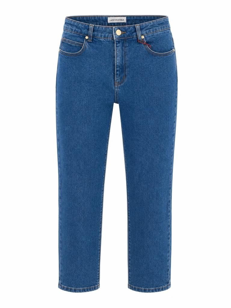 La Petit Étoile medium stone straight leg jeans with classic five-pocket design