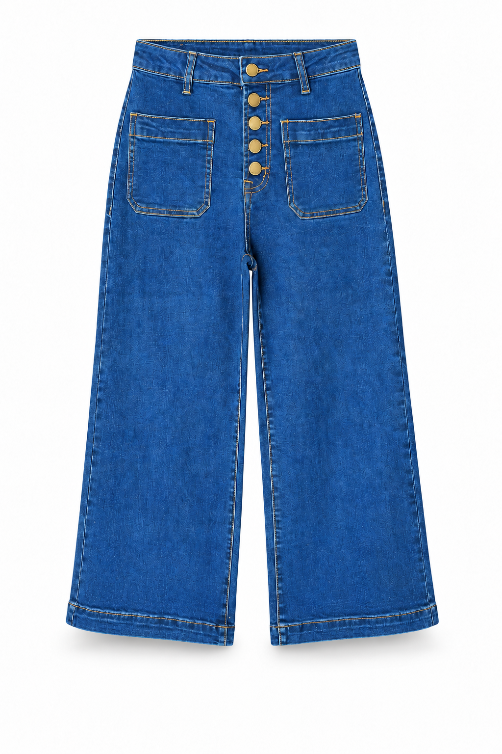 La Petite Étoile Atlanta Button Front Wide Leg Jean in Wash, front product view