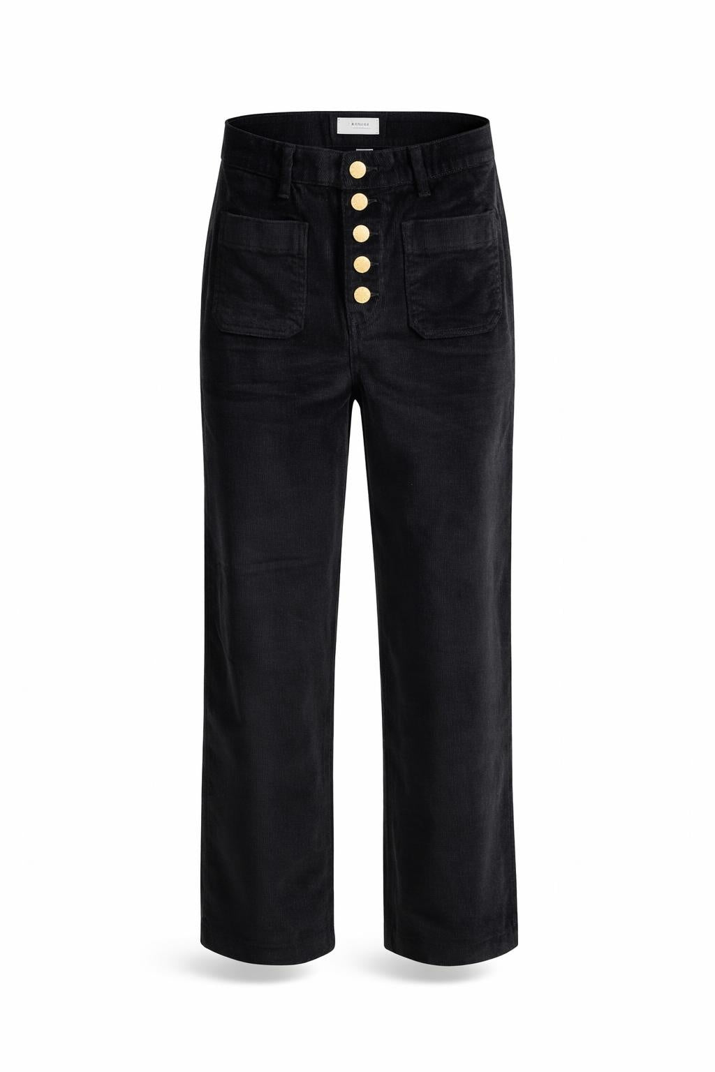 La Petite Étoile Atlanta dark navy corduroy jeans with gold button front