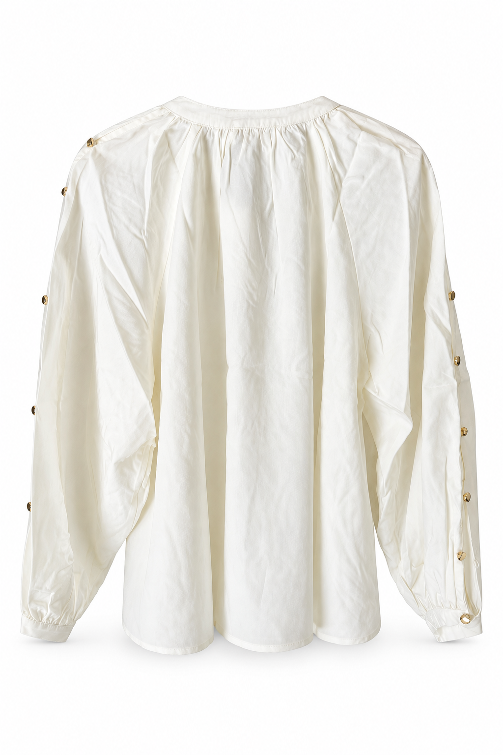 La Petite Étoile Bonnie Blouse with Gold Button Sleeves in Ecru, back product view