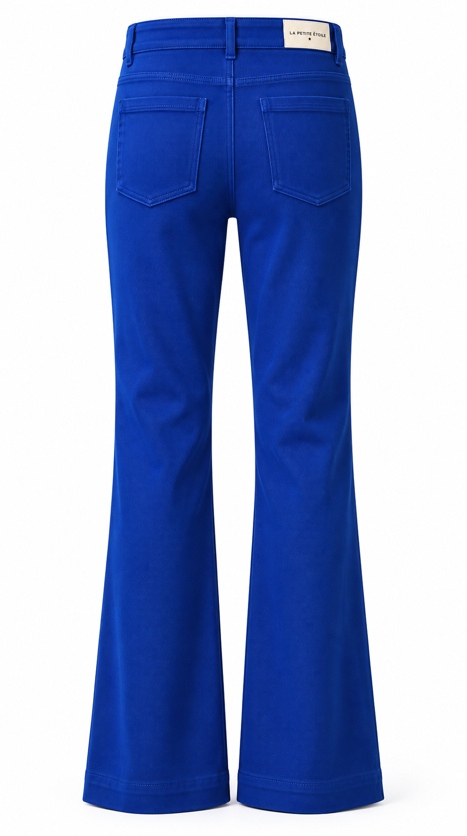 La Petite Étoile Sonny flared jean in electric blue with front patch pockets