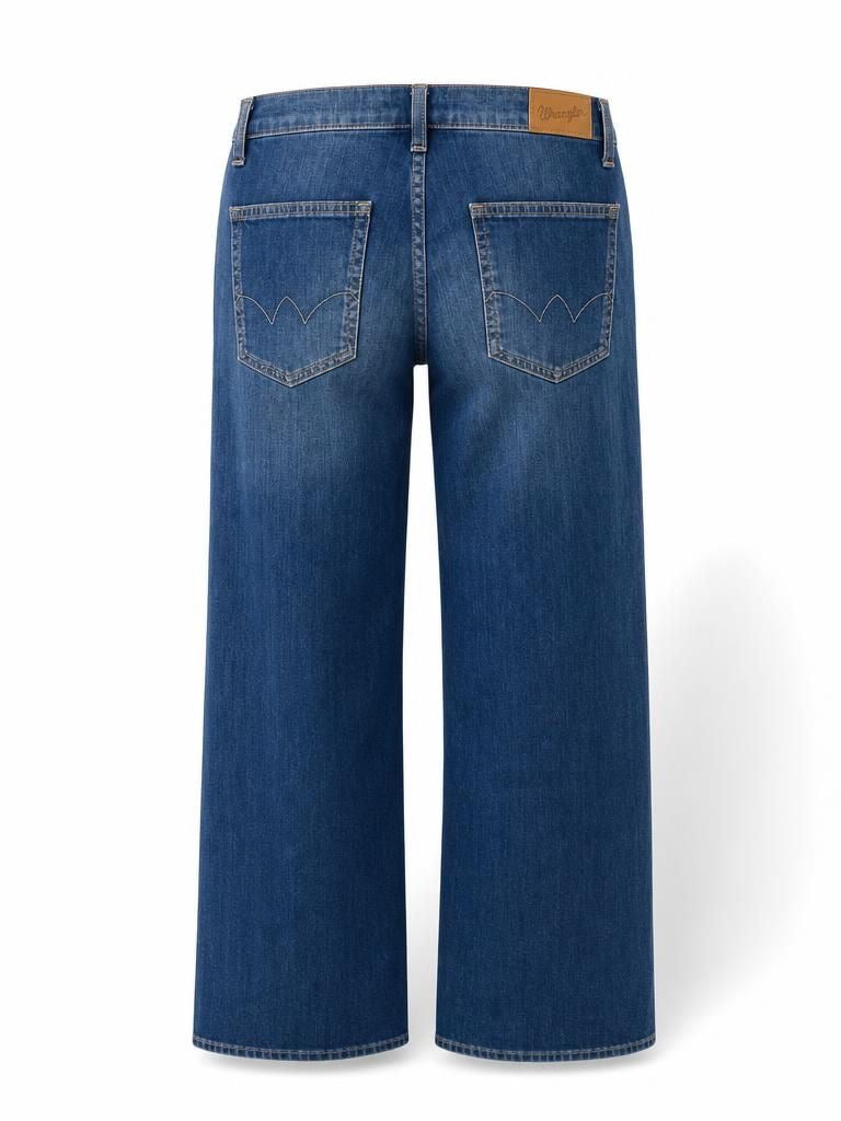 Le Temps des Cerises blue cosy pocket jeans with wrap waistband and utility pockets