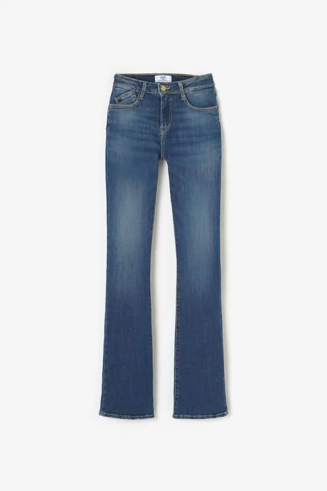 Le Temps des Cerises Power Denim Jeans in Blue featuring a flattering bootcut fit, premium stretch denim, mid-rise waist and authentic vintage blue wash.