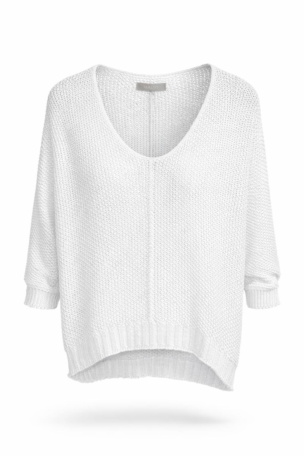 Martha Du Château Betina Knit in White relaxed knit sweater front view