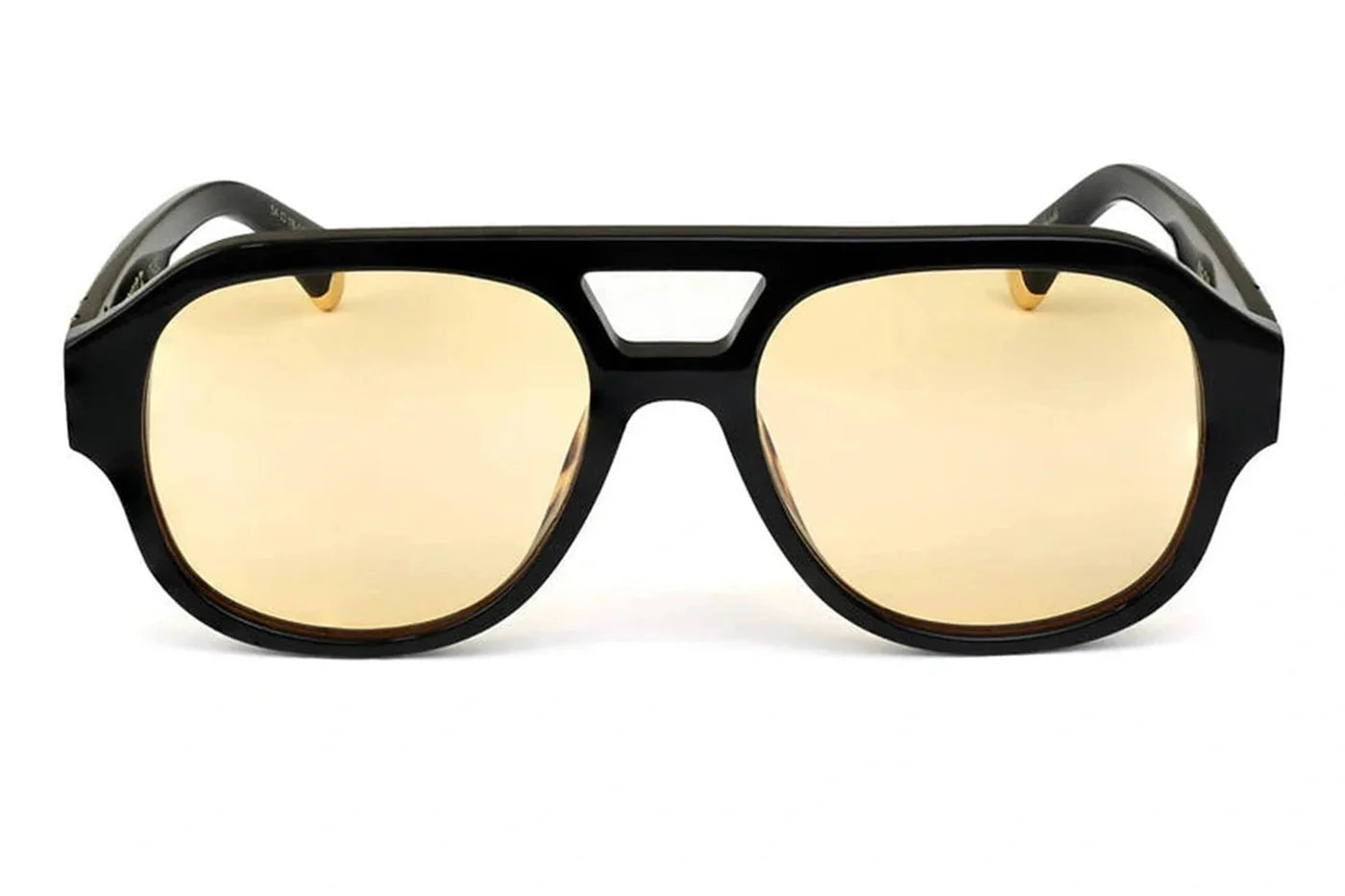Oscar X Frank Le Style sunglasses in gloss black with yellow lenses front view
