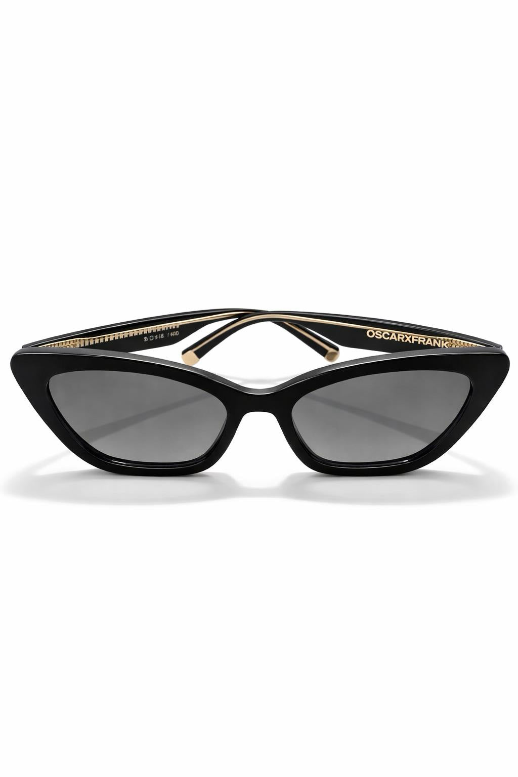Oscar x Frank Orchard Road handcrafted gloss black cat eye sunglasses