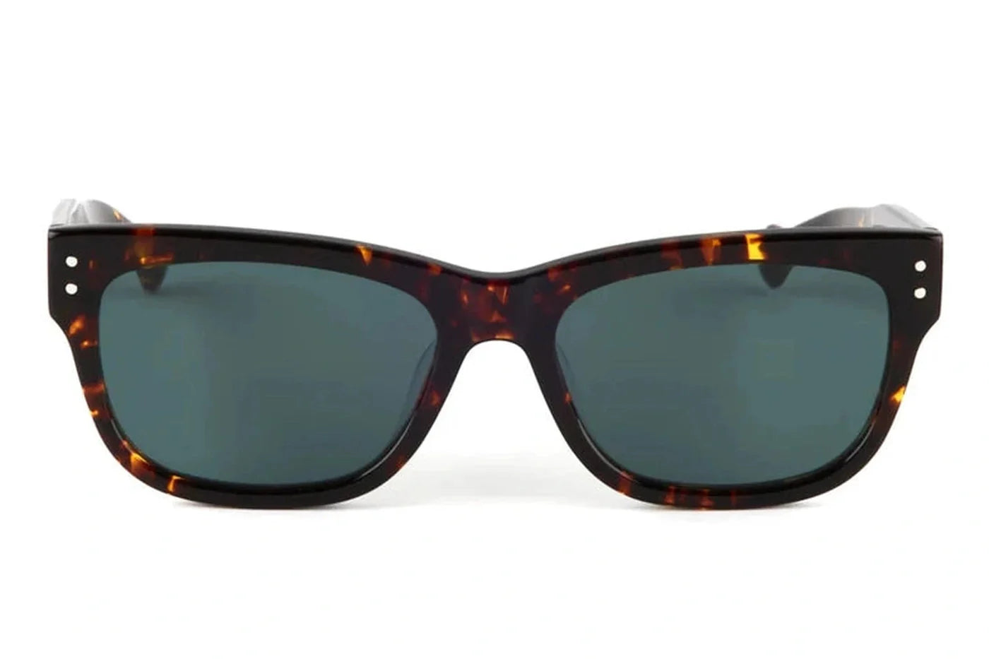 Oscar X Frank Robbie square sunglasses in dark tortoiseshell acetate with dark tinted lenses and signature rivet detailing
