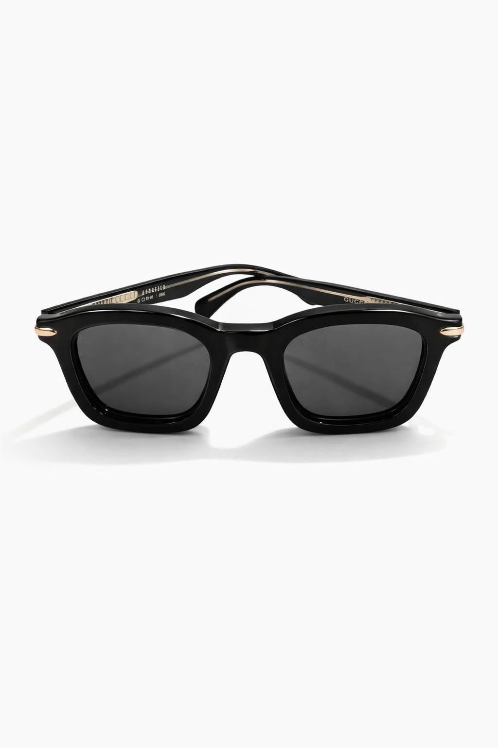 Oscar x Frank Saint Koa handcrafted sunglasses in gloss black rectangular frame