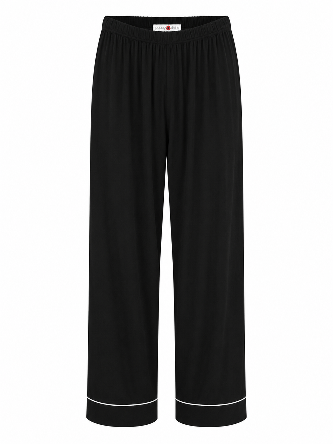 Poppy Divine classic black short sleeve pyjama set with white piping